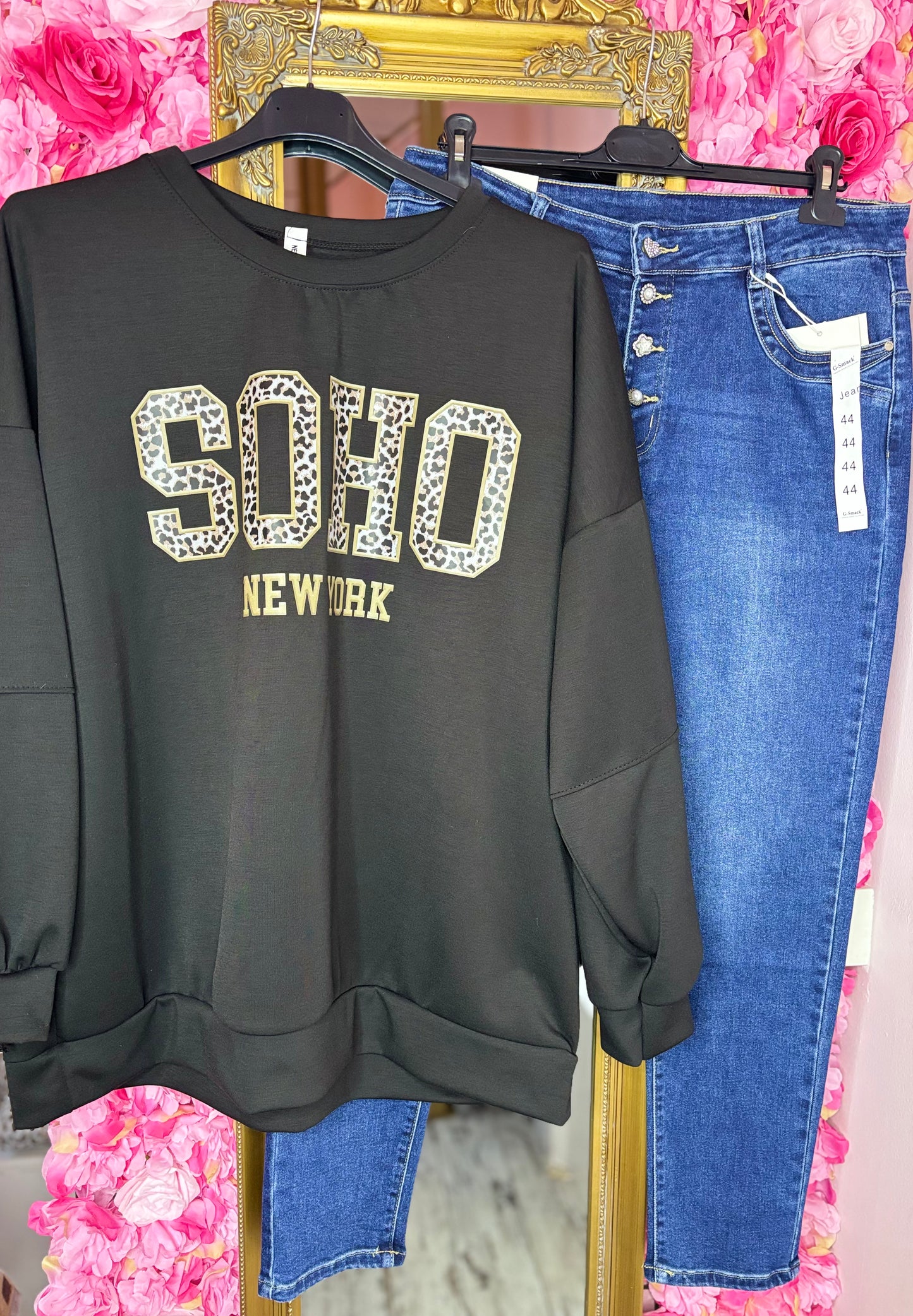 Trui Soho Panter Zwart Plus Size Maat 44 t/m 52