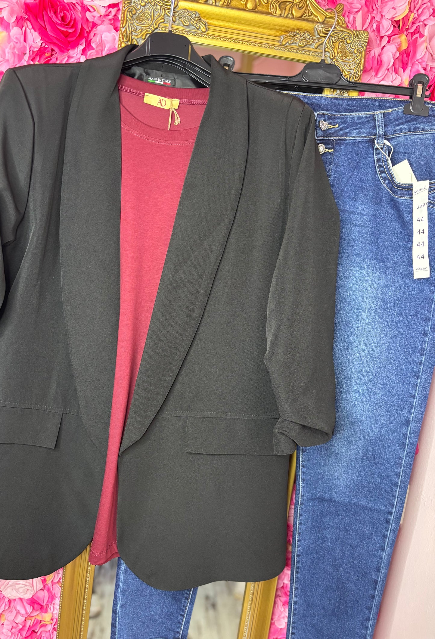 Blazer Basic Zwart Plus Size Maat 44 t/m 50