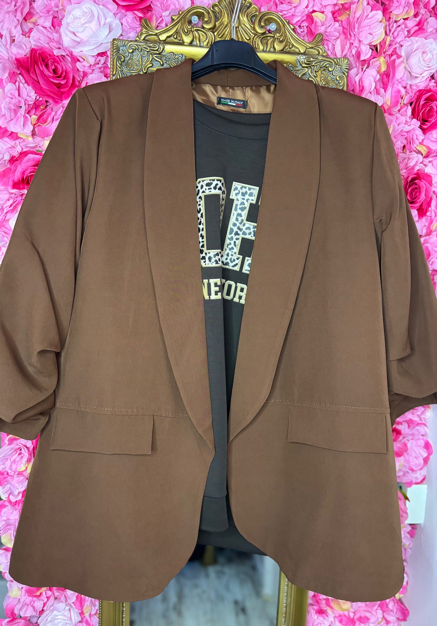 Blazer Basic Bruin Plus Size Maat 44 t/m 50