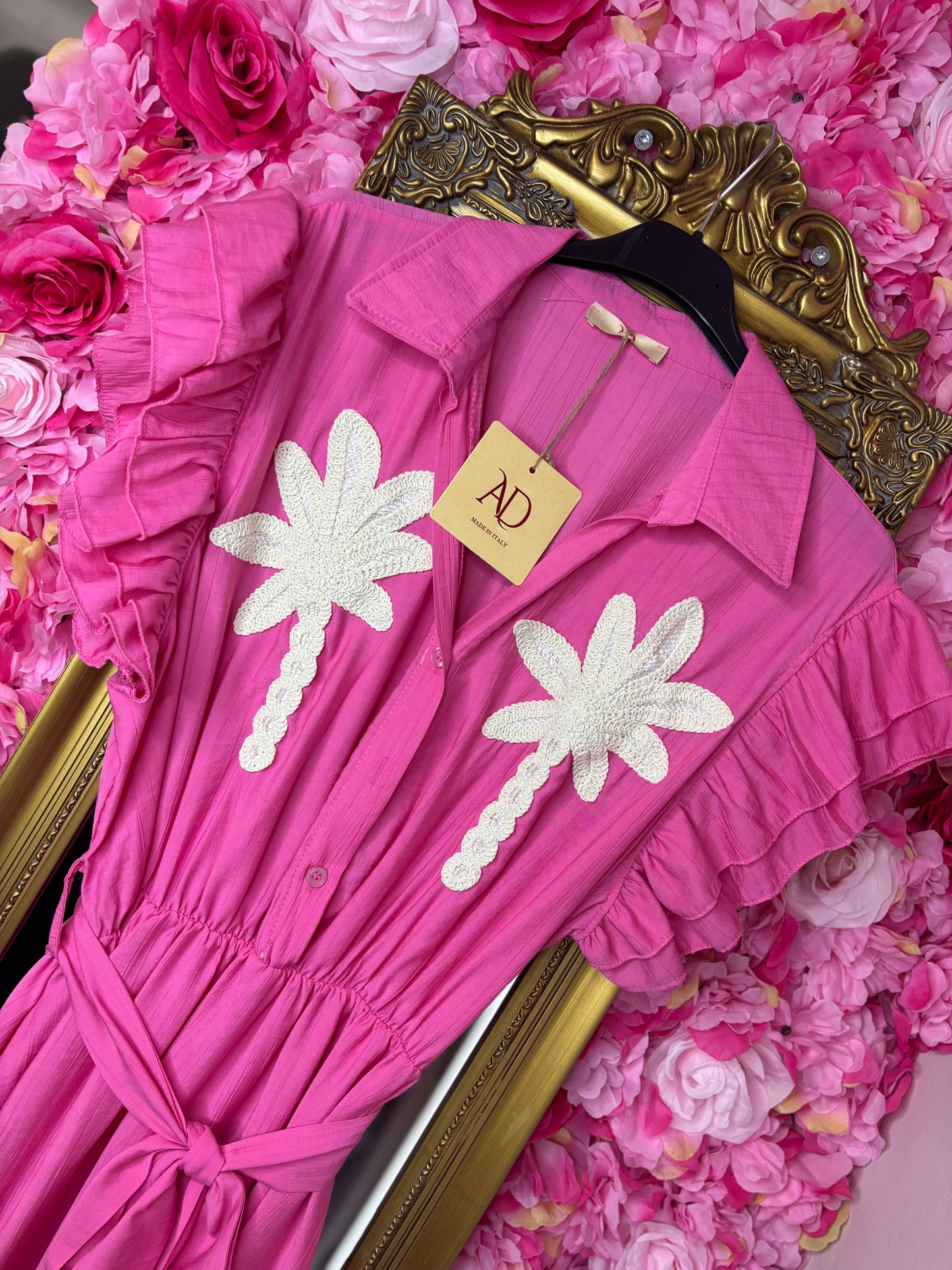 Lange Jurk Palma Roze tot Maat 48
