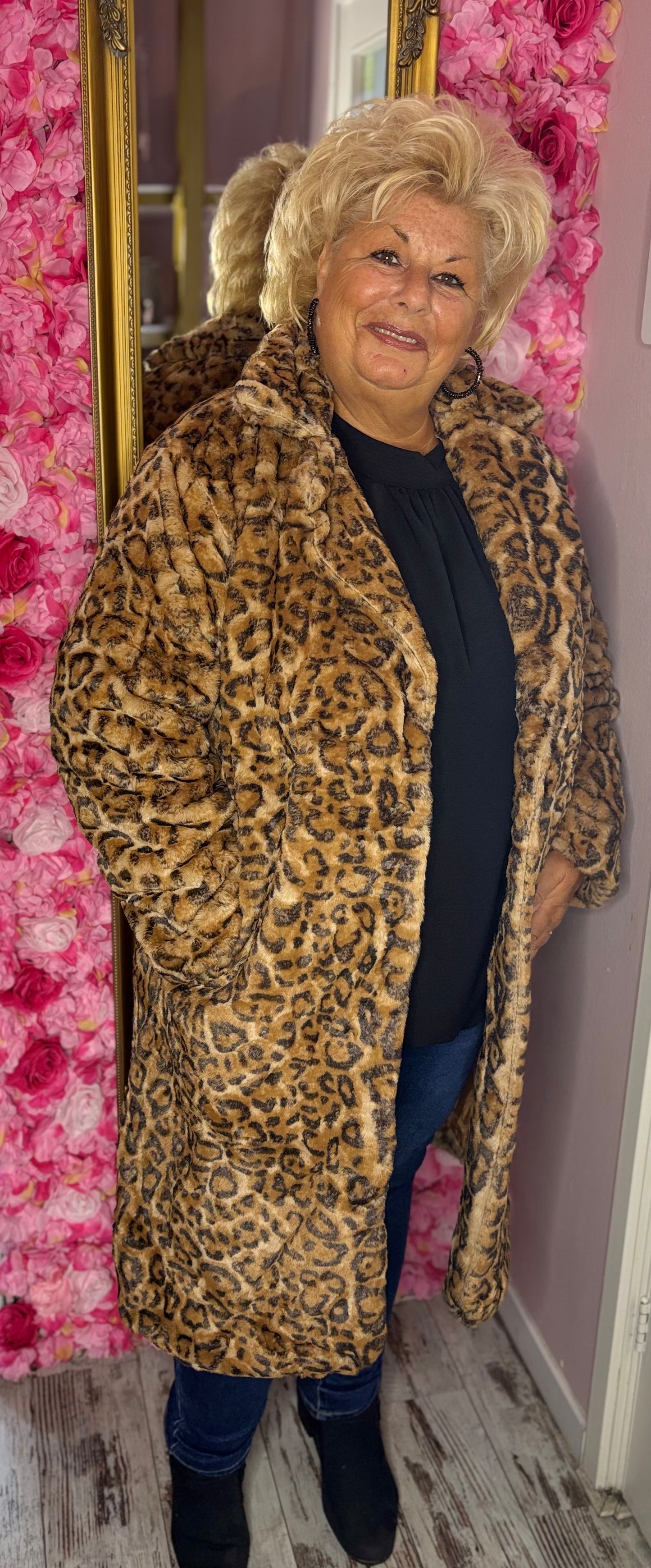 Jas Long Fur Panter Plus Size Maat 44 t/m 52 (dicht)