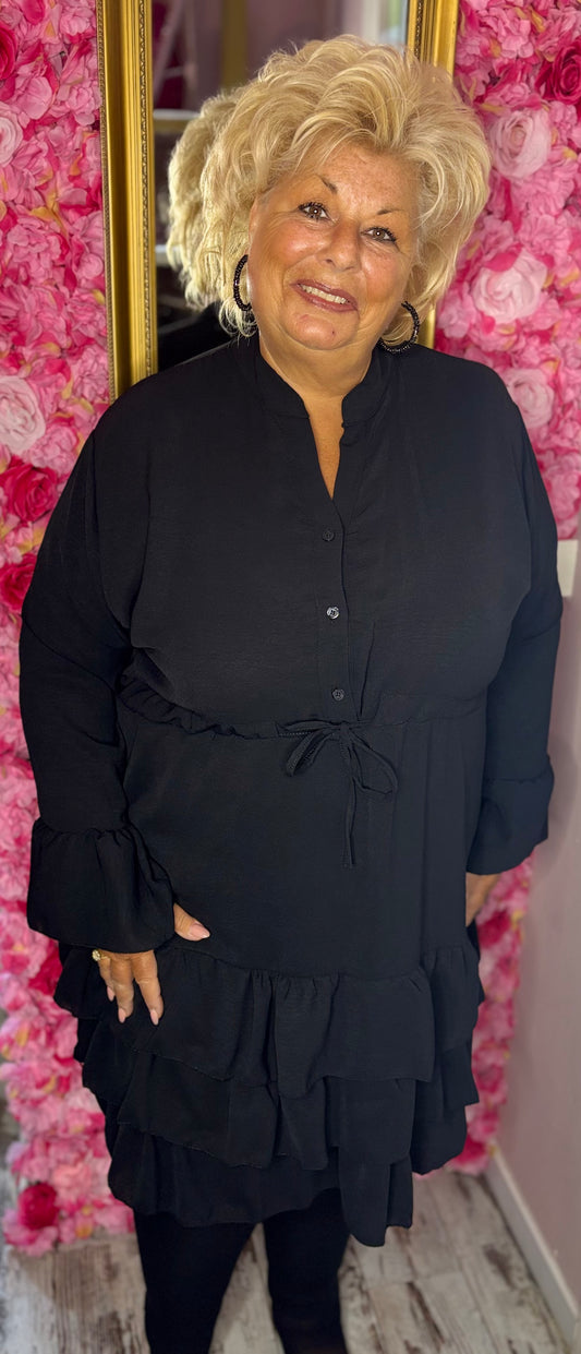 Jurk Marbella Autum Zwart Plus Size 48 t/m 54-56