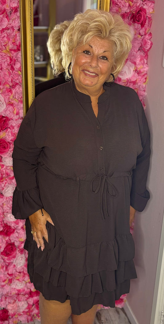 Jurk Marbella Autum Bruin Plus Size 48 t/m 54-56