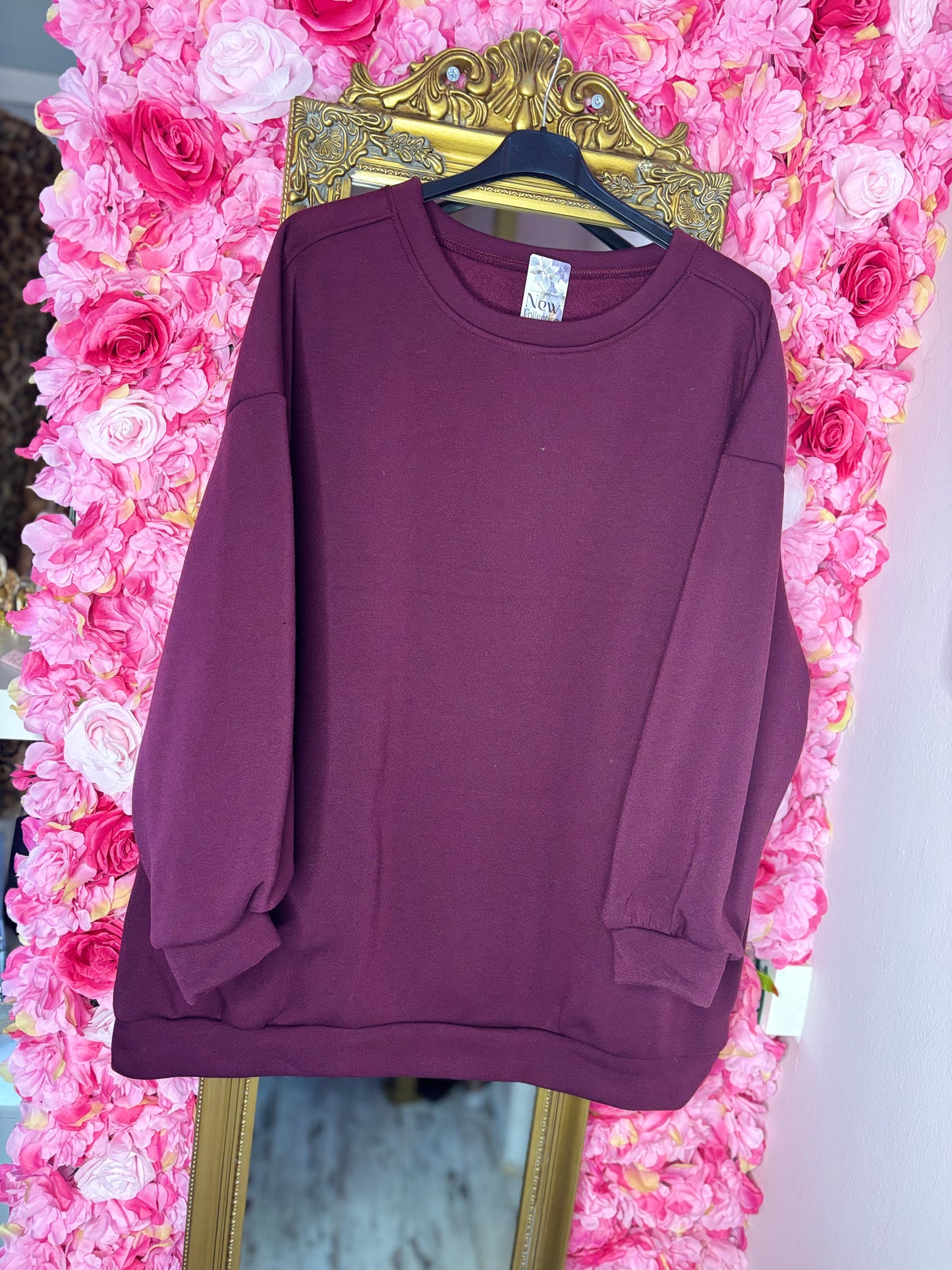 Sweater Basic Bordeaux Plus Size Maat 44 t/m 52