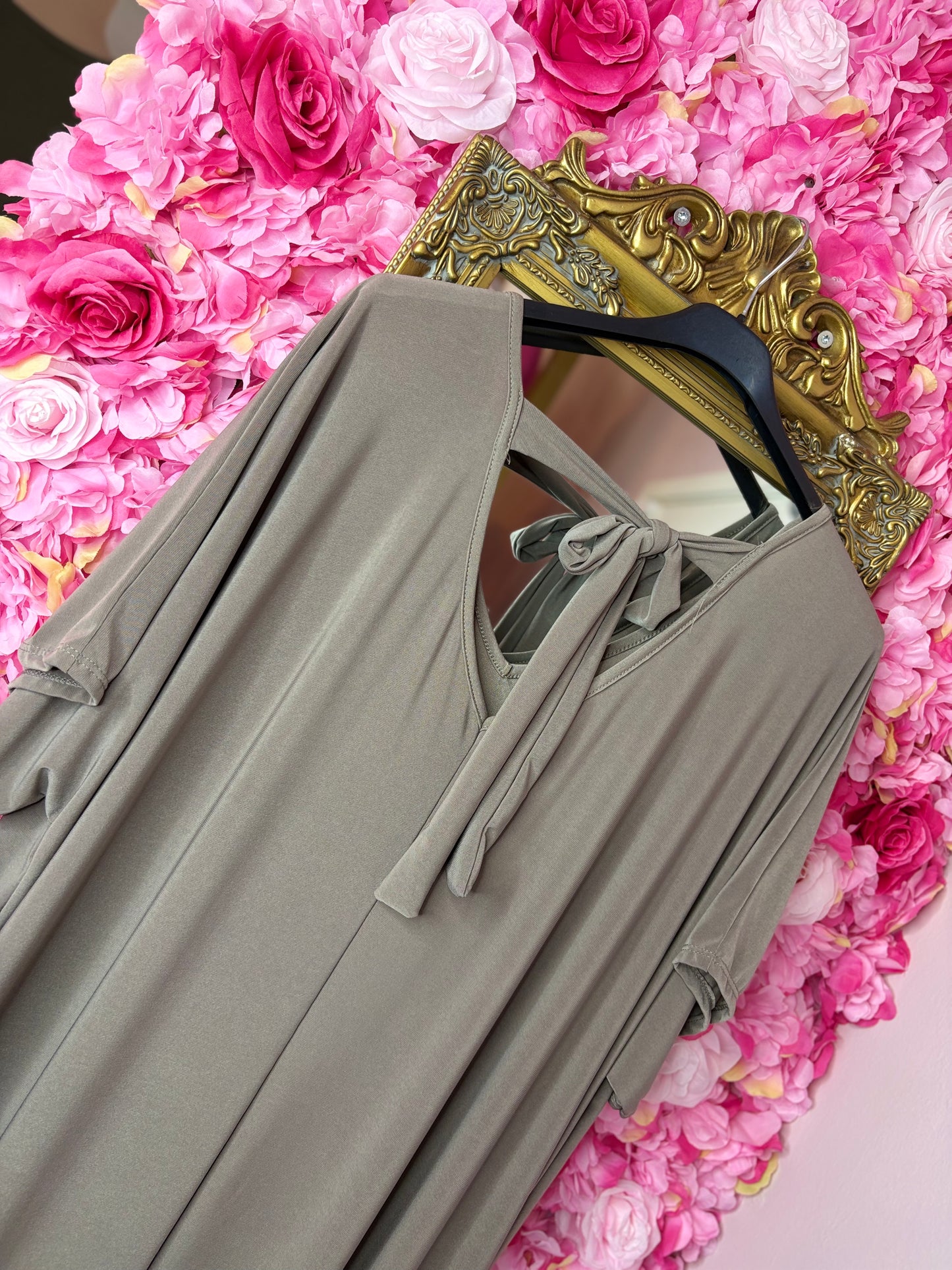 Lange Jurk Basic Travel Taupe Plus Size Maat 48 t/m 54-56
