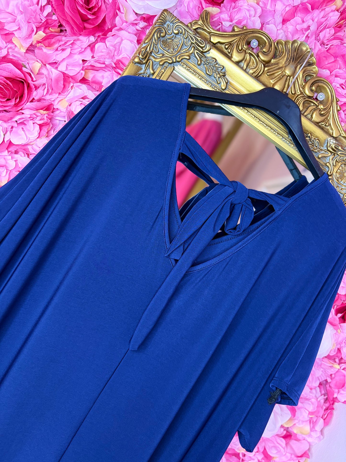 Lange Jurk Basic Travel Donker Blauw Plus Size Maat 48 t/m 54-56