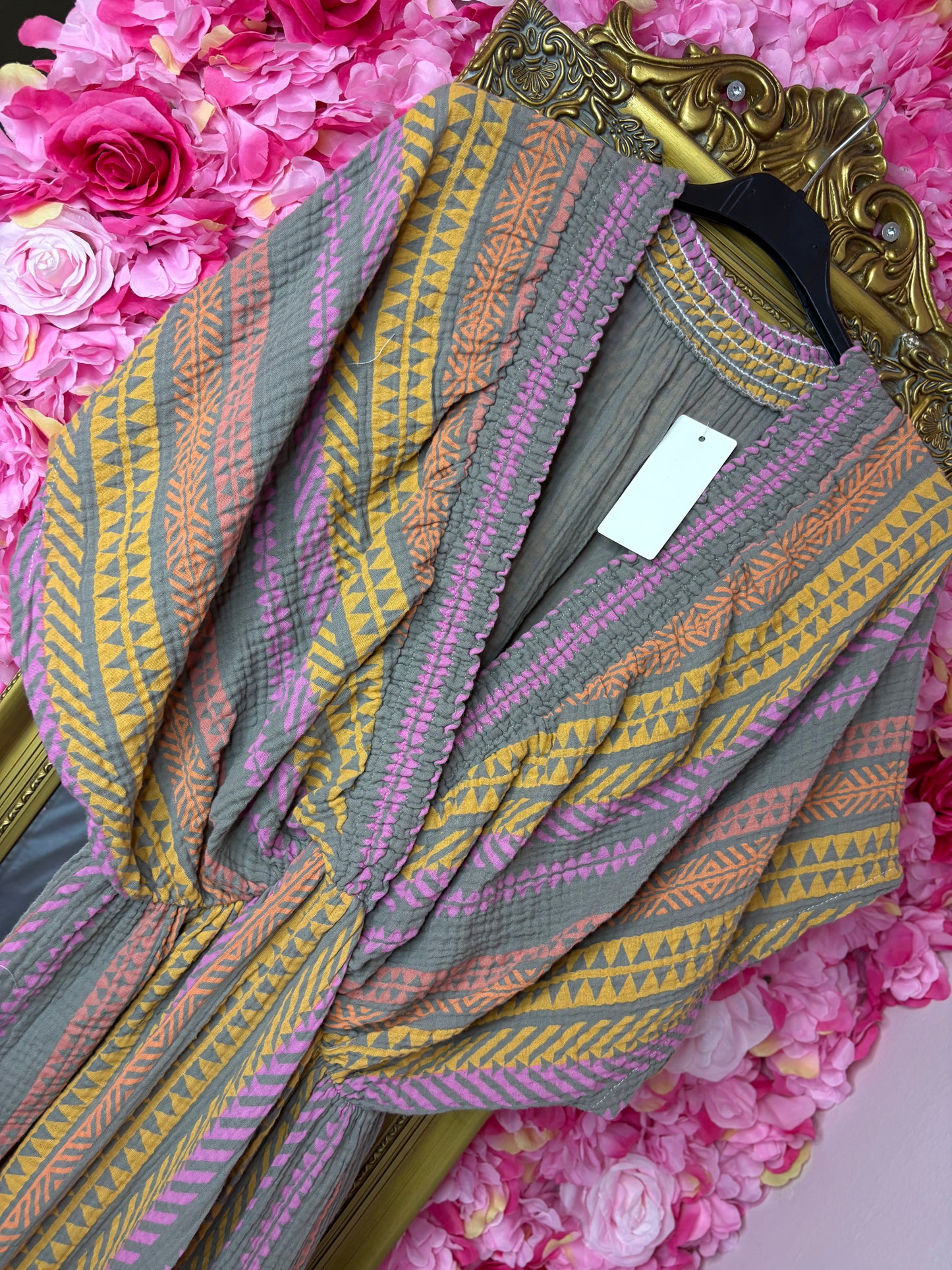 Lange Jurk Cotton Taupe Plus Size Maat 48 t/m 52