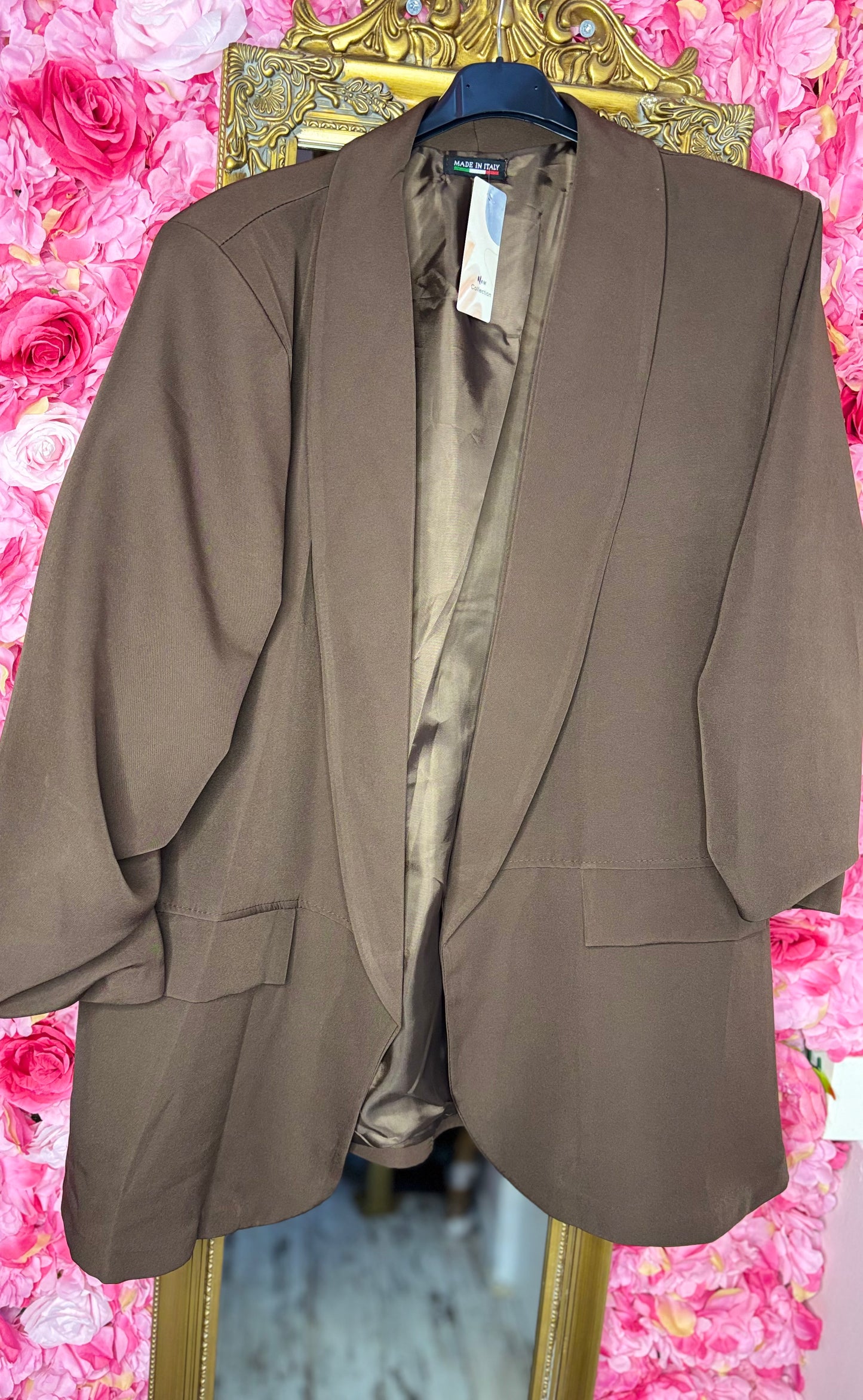 Blazer Basic Choco Bruin Plus Size Maat 44 t/m 50