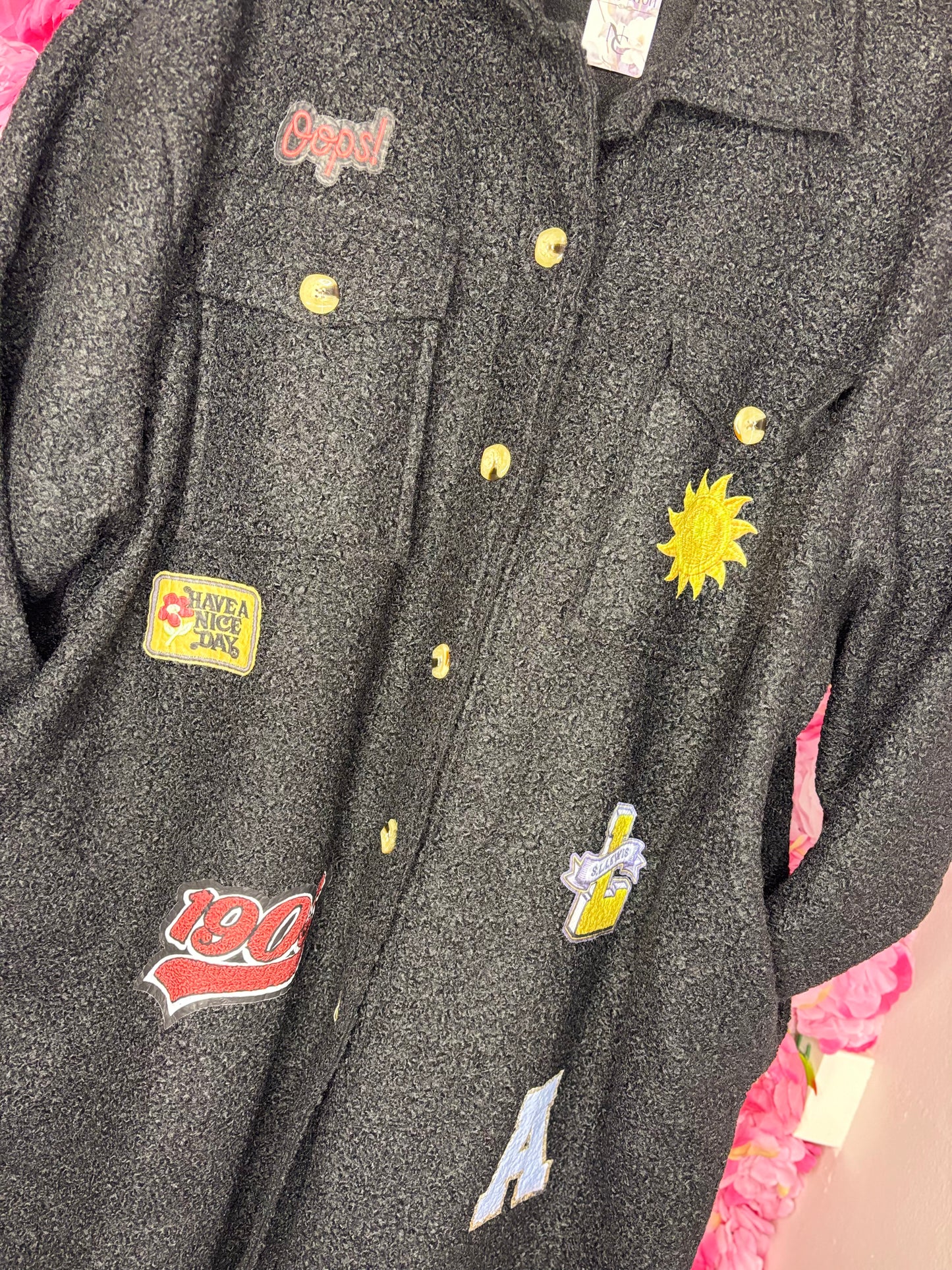 Tussenjas/Vest Boucle Funky Zwart Plus Size Maat 50 t/m 58