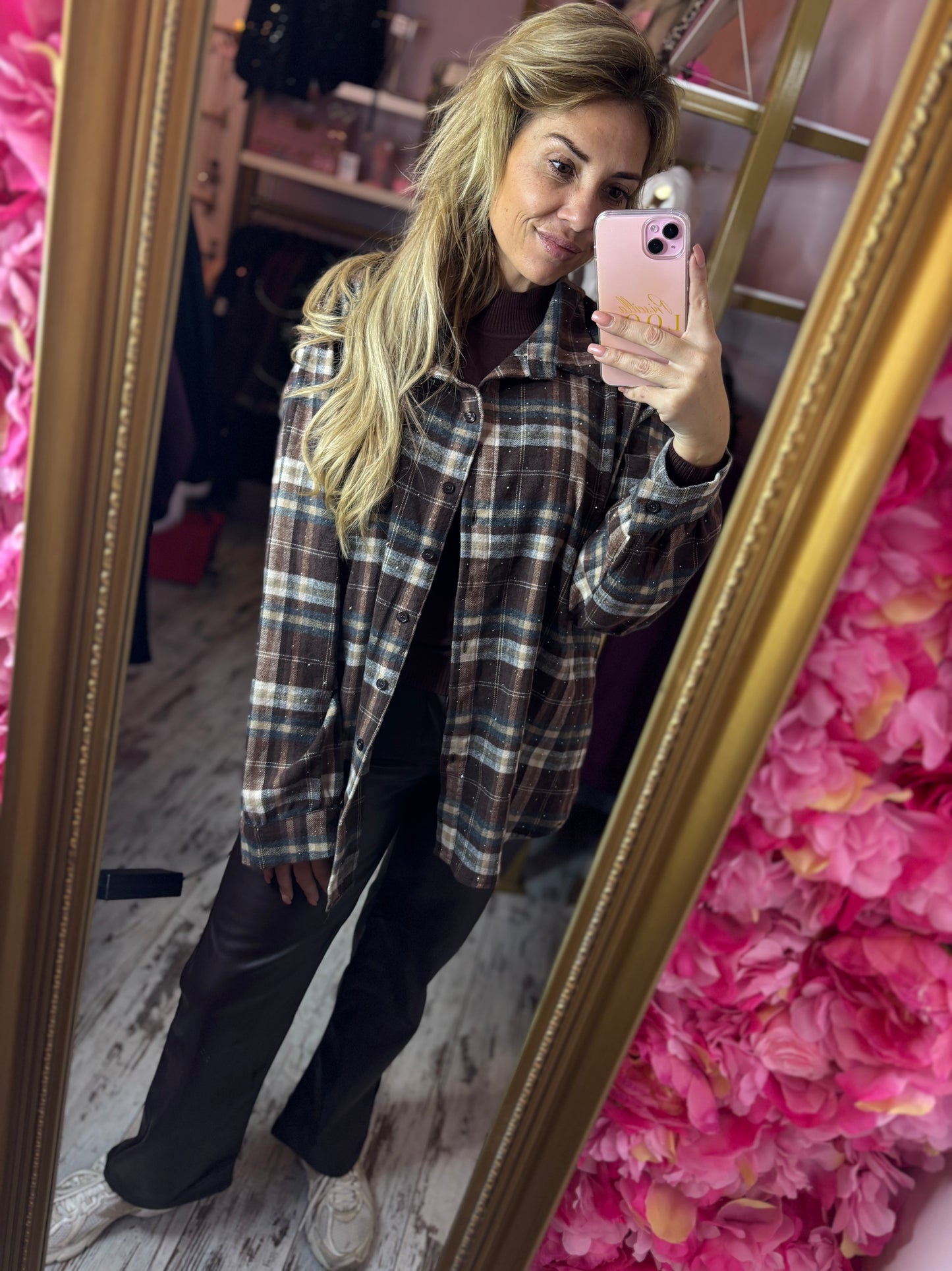 Broek Leather Wide Leg Bruin Maat 36 tot 44 (valt 1 maat kleiner)