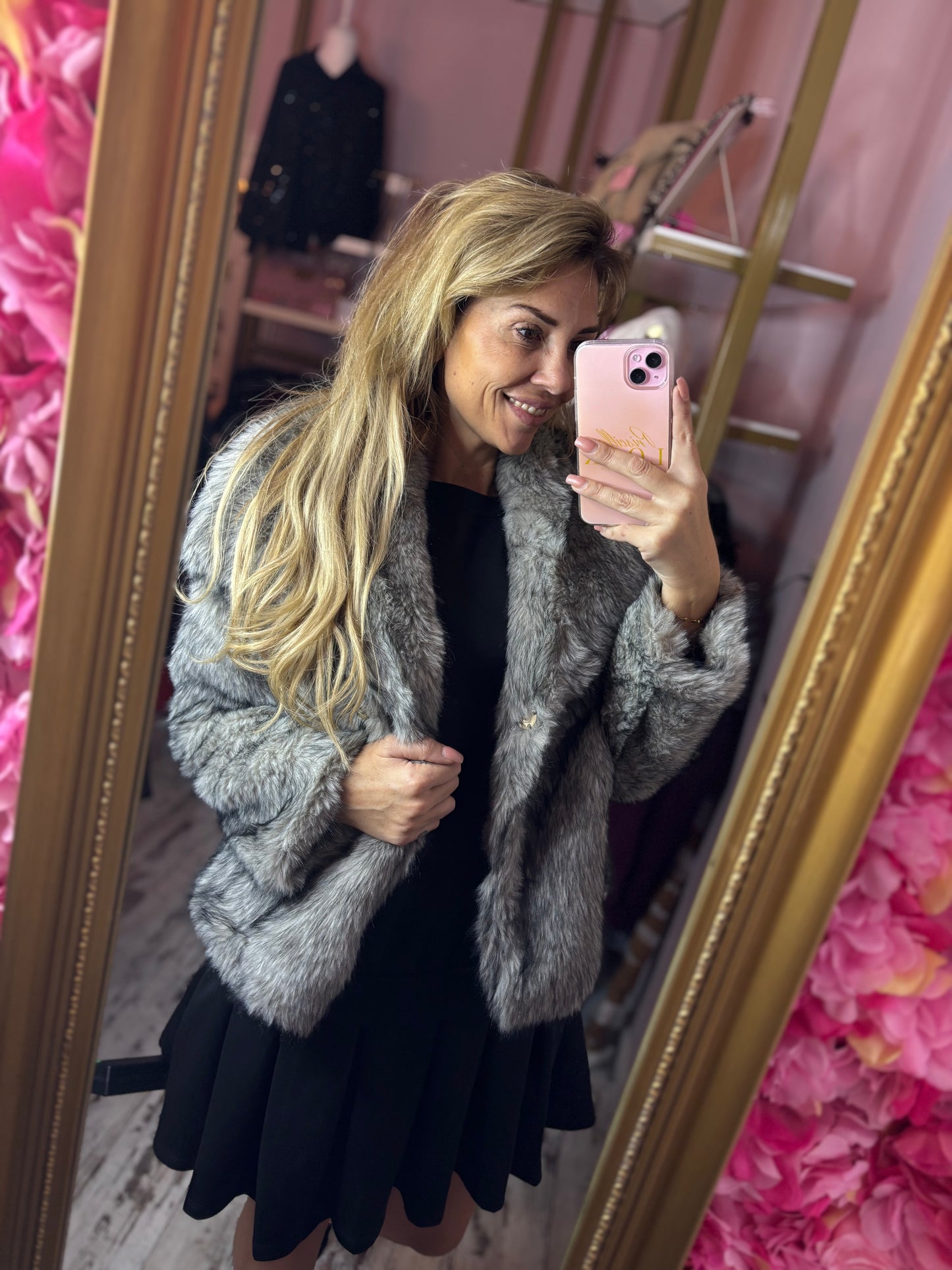 Jas Big Fake Fur Grijs tot maat 44