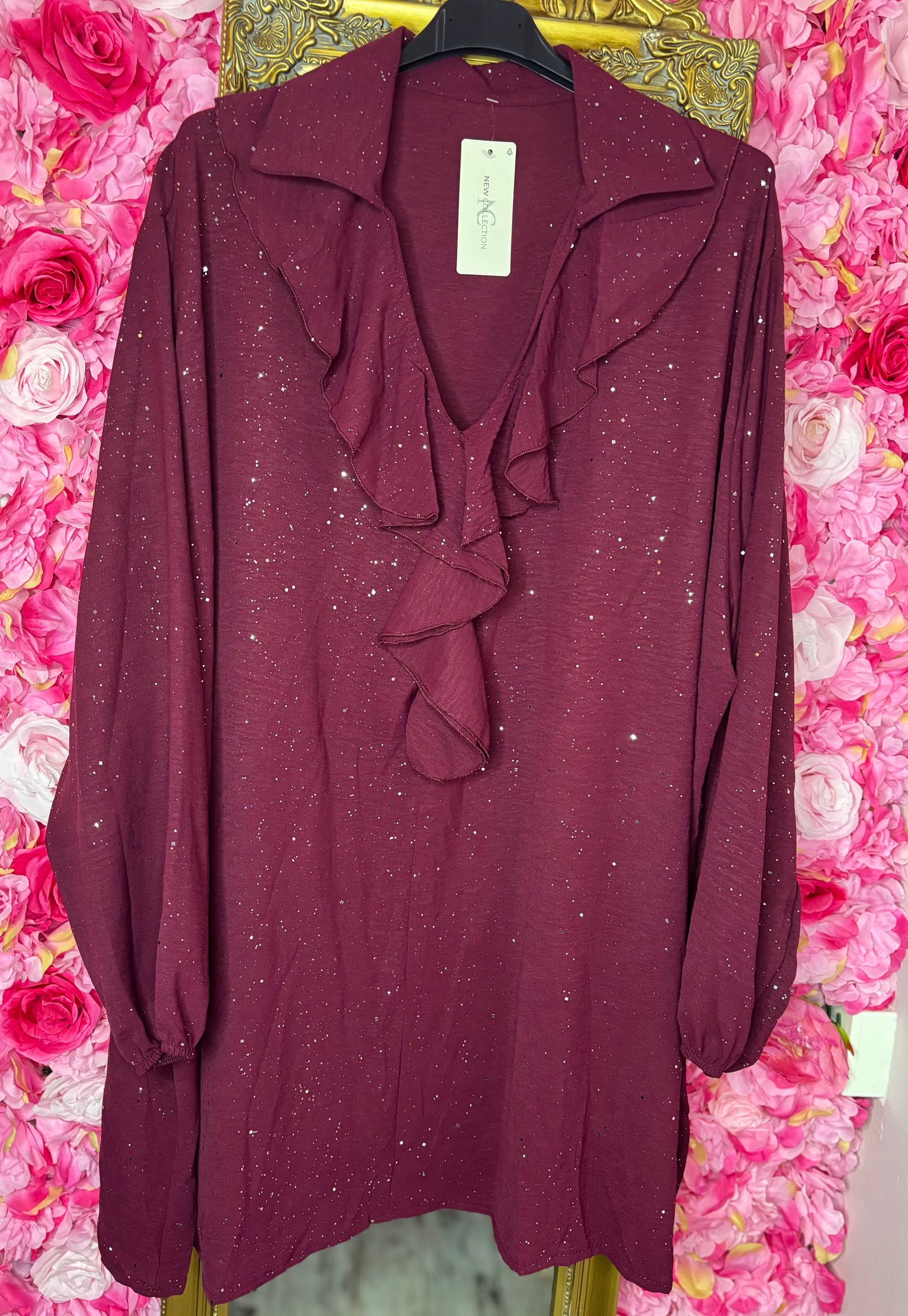 Blouse Good Day Shine Bordeaux Plus Size maat 46 t/m 54