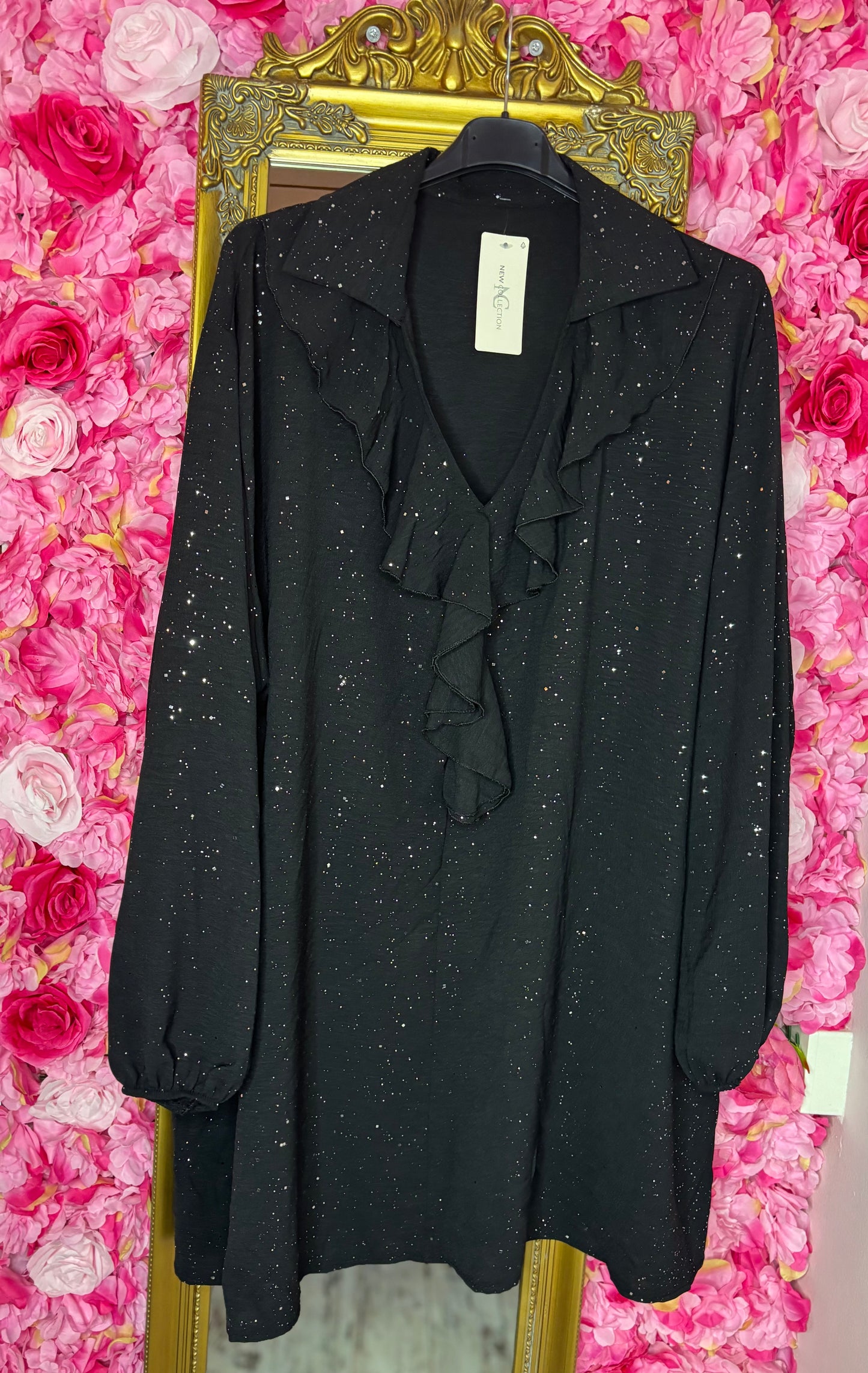 Blouse Good Day Shine Zwart Plus Size maat 46 t/m 54