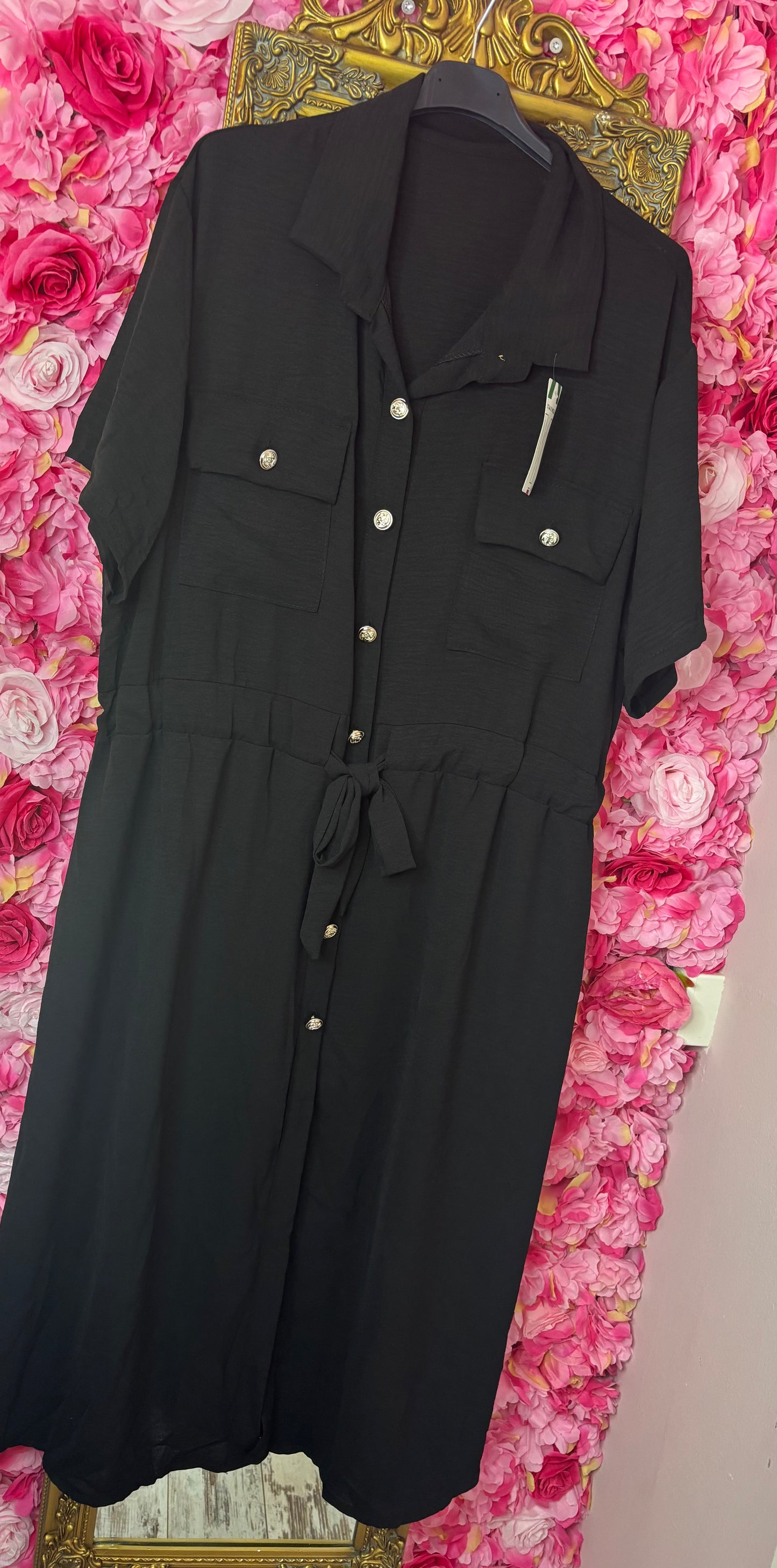 Jurk Button Zwart Plus Size Maat 44 t/m 50
