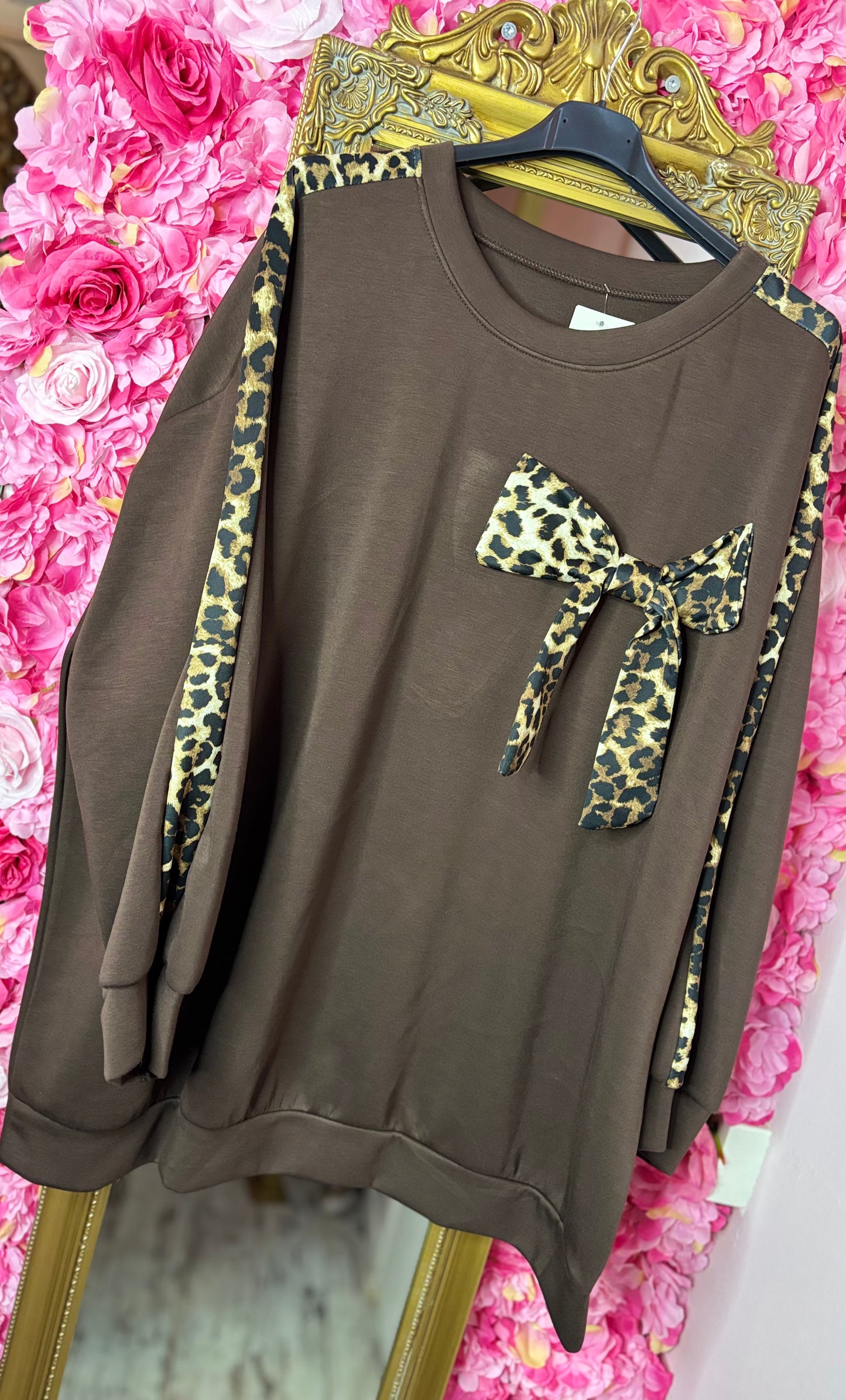 Trui Panter Bow Bruin Plus Size Maat 46 t/m 54