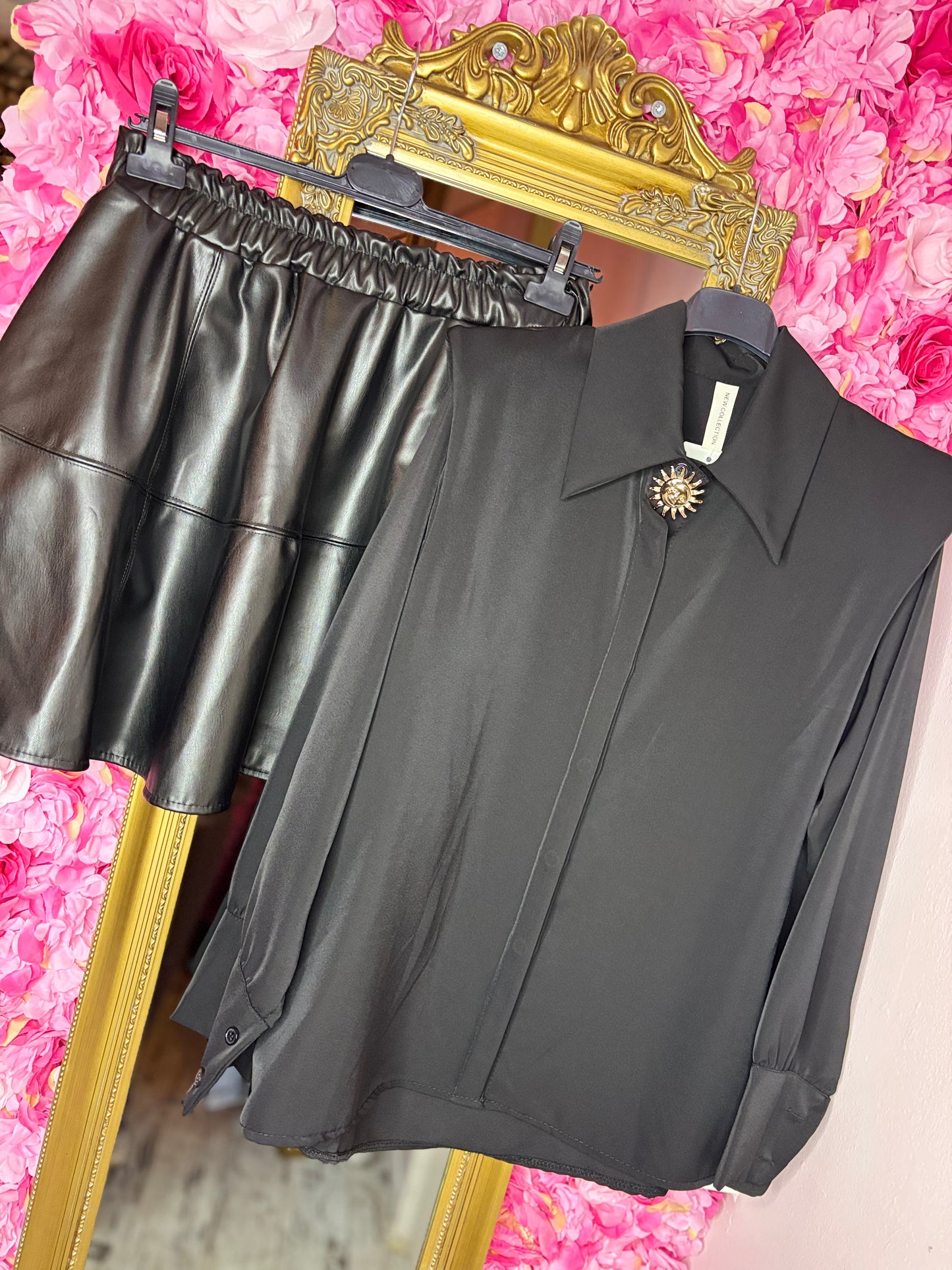 Blouse Shoulder Zwart tot Maat 42