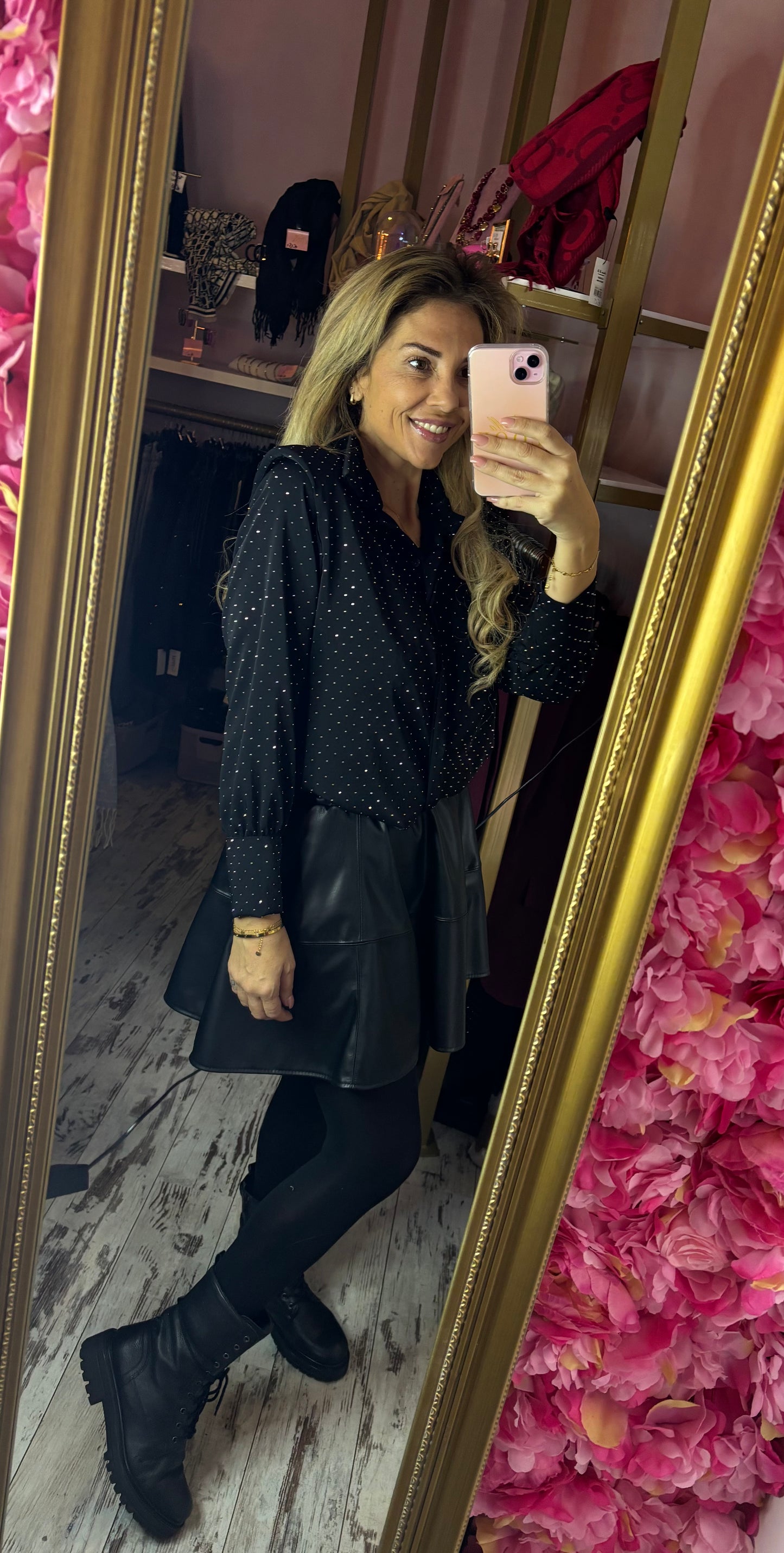 Blouse Shoulder Strass Zwart tot Maat 42