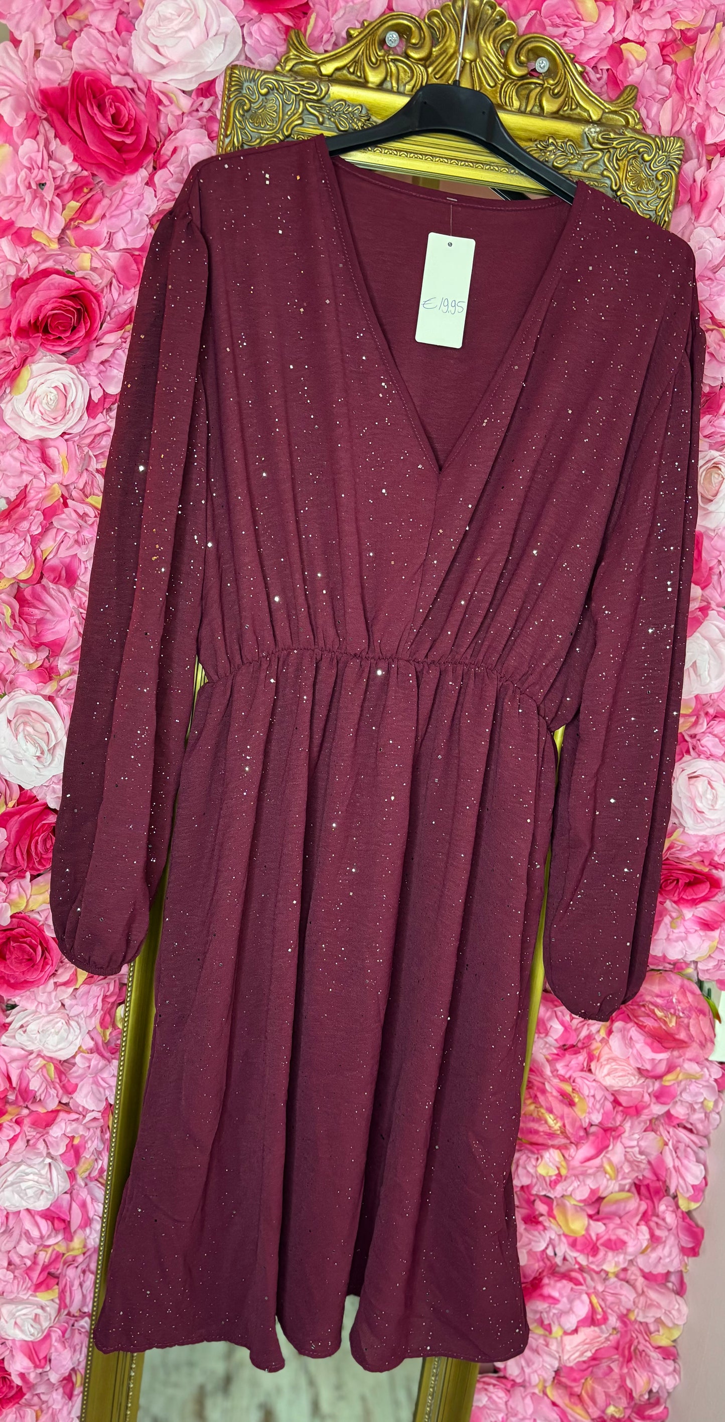 Jurk Shine Bordeaux Plus Size maat 44 t/m 50