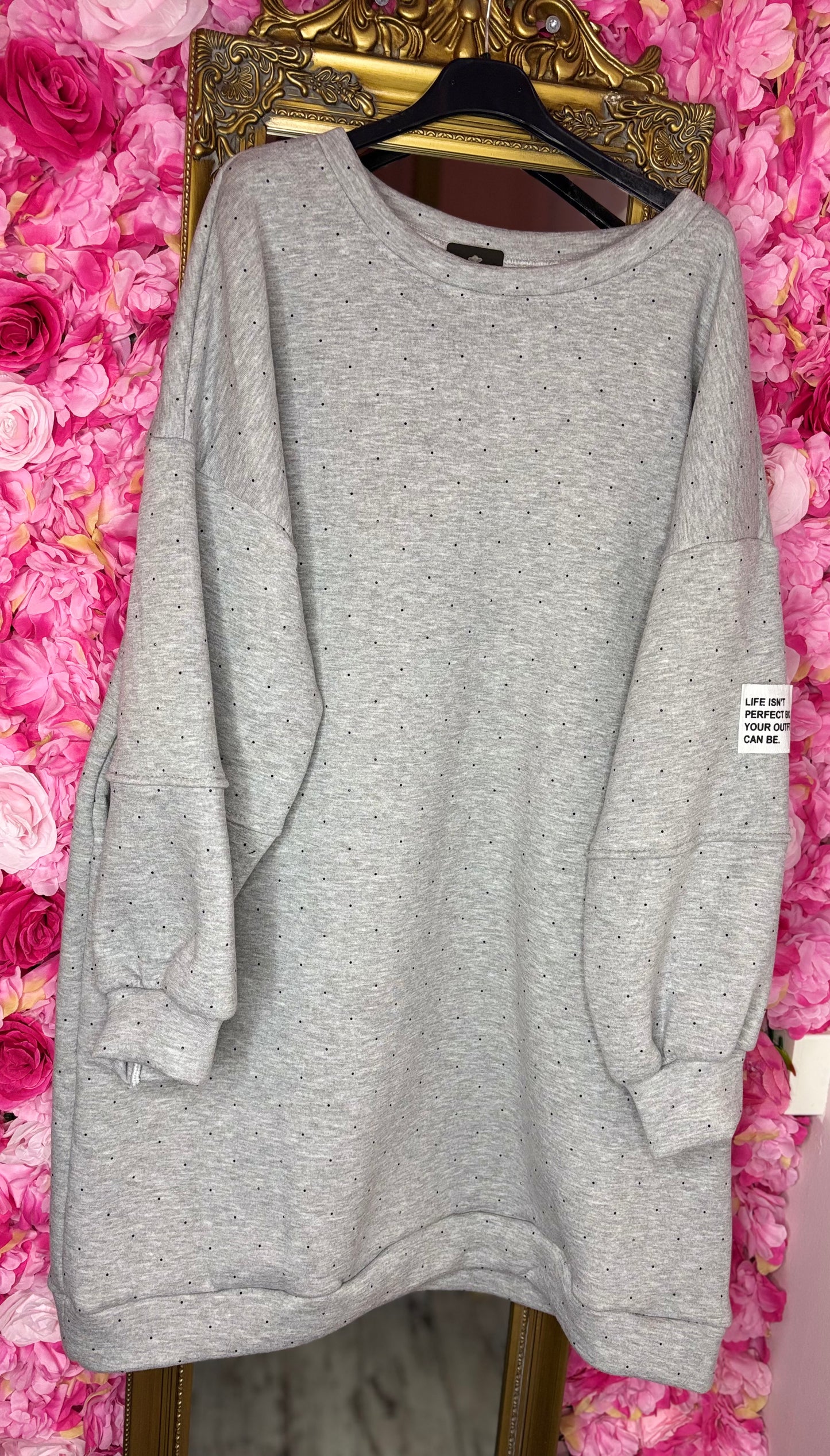 Sweater Strass Grijs Plus Size Maat 44 t/m 52-54