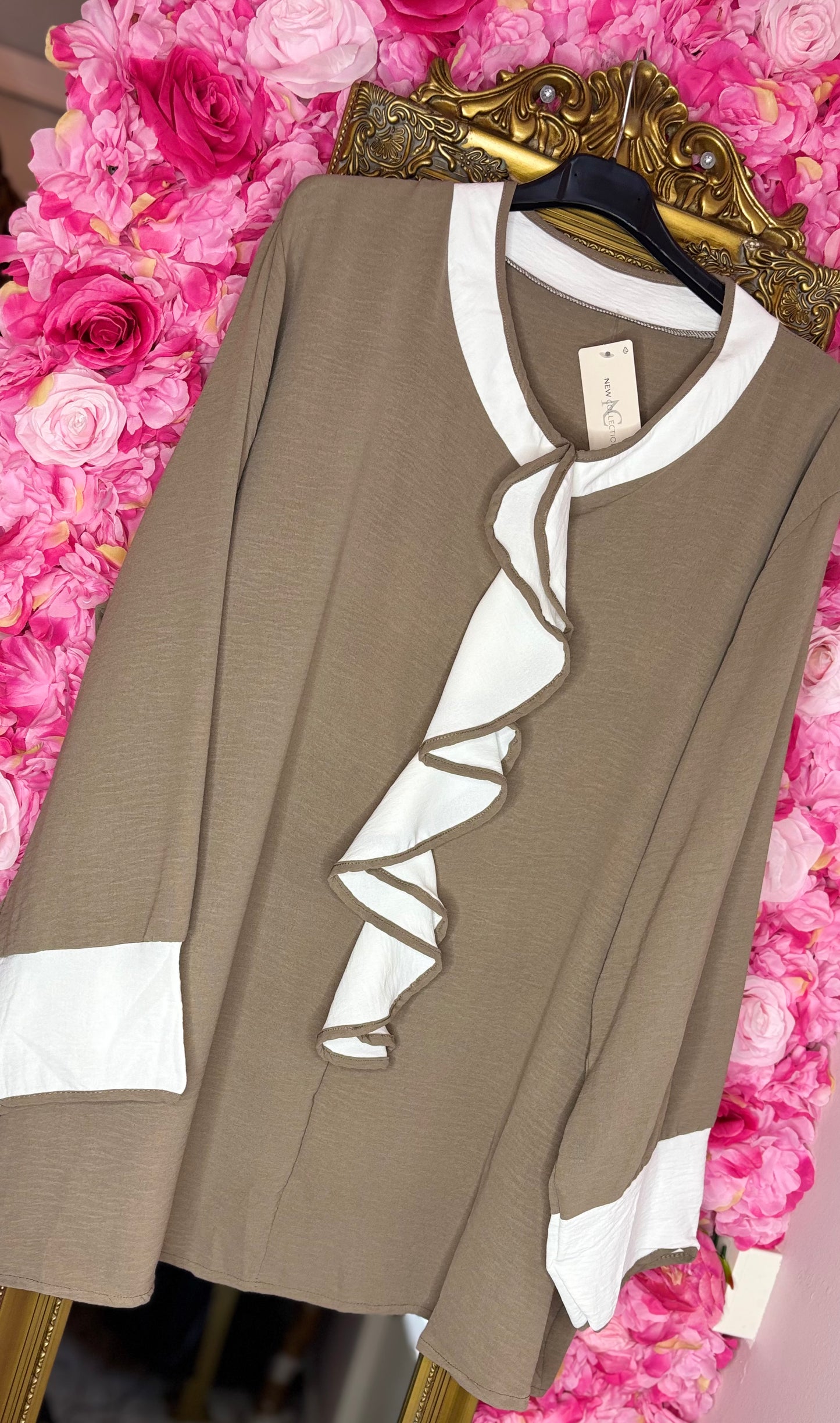 Blouse Cor Chique Taupe Plus Size maat 48 t/m 52-54