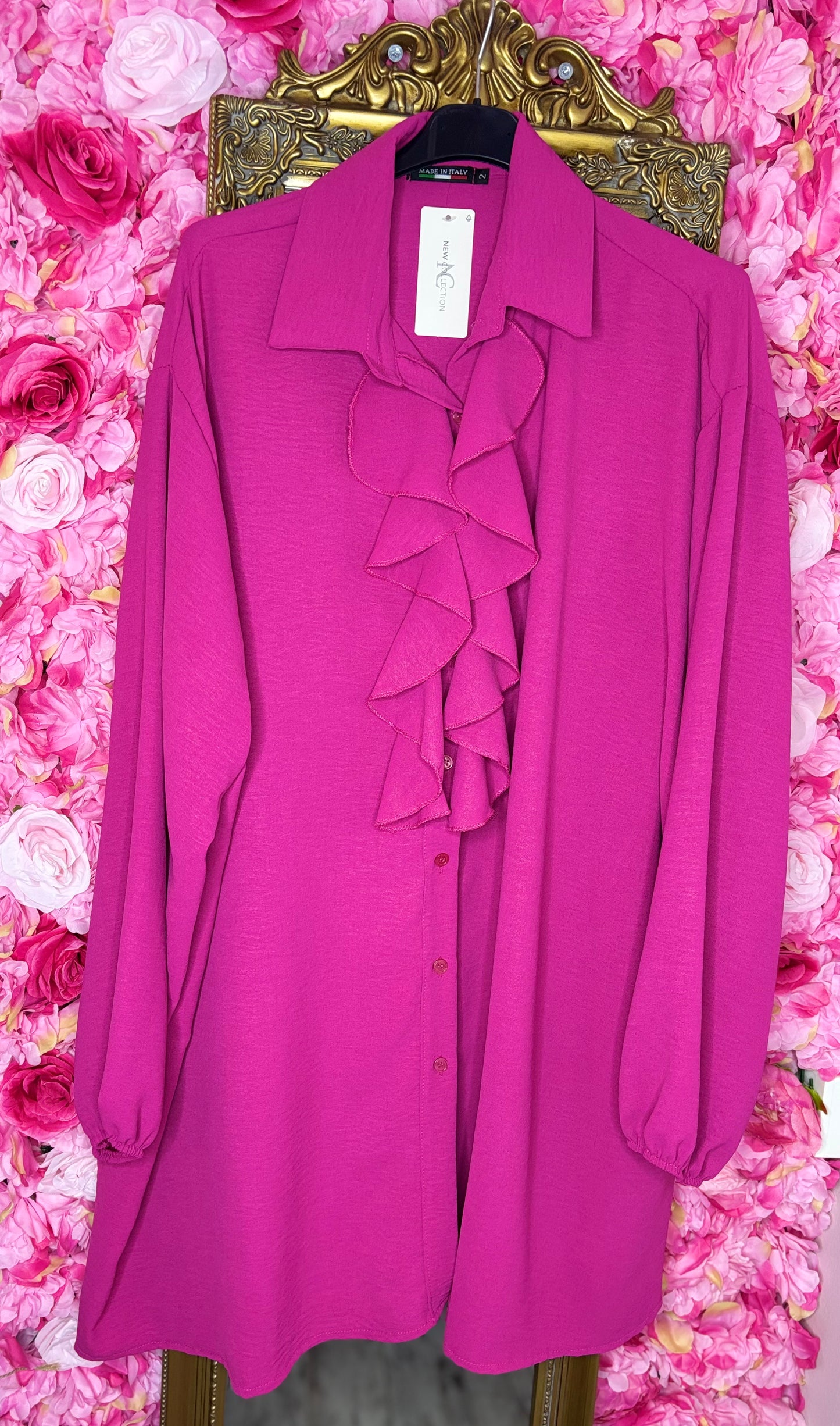 Blouse Bri Fuchsia Plus Size maat 48 t/m 56