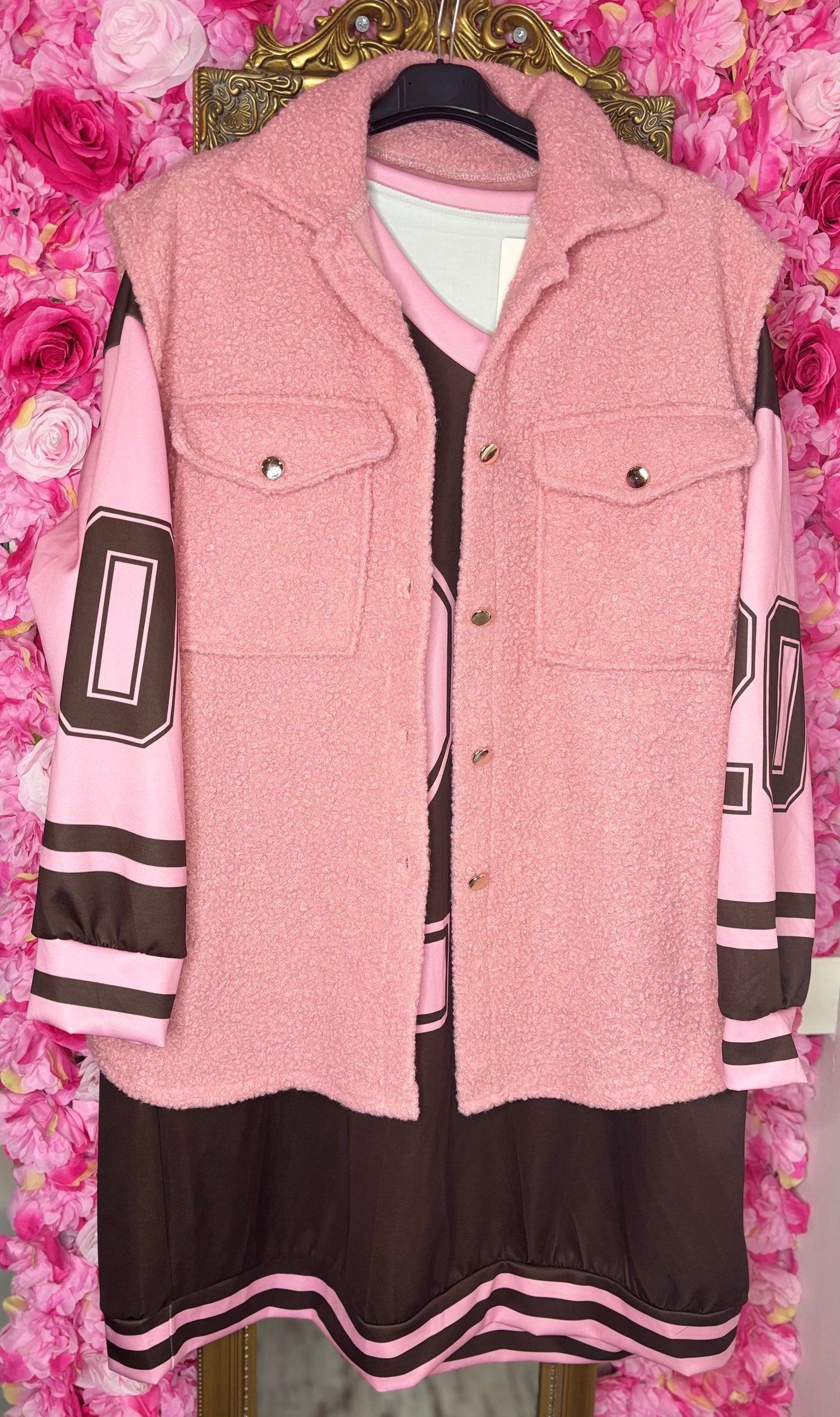 Gilet Boucle Poeder Roze Plus Size Maat 44 t/m 52-54