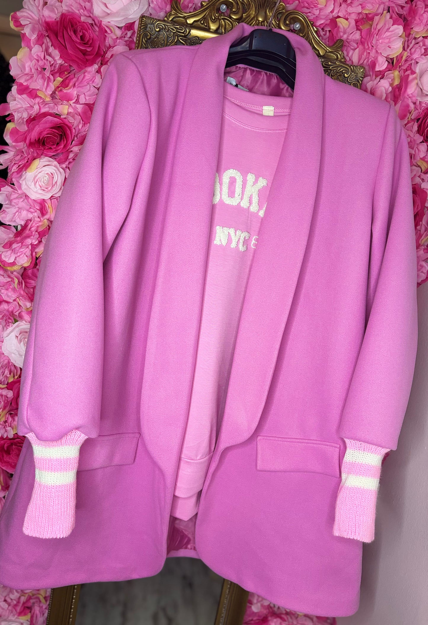 Tussenjas/Vest Baseball Chique Barbie Roze Plus Size Maat 44 t/m 50