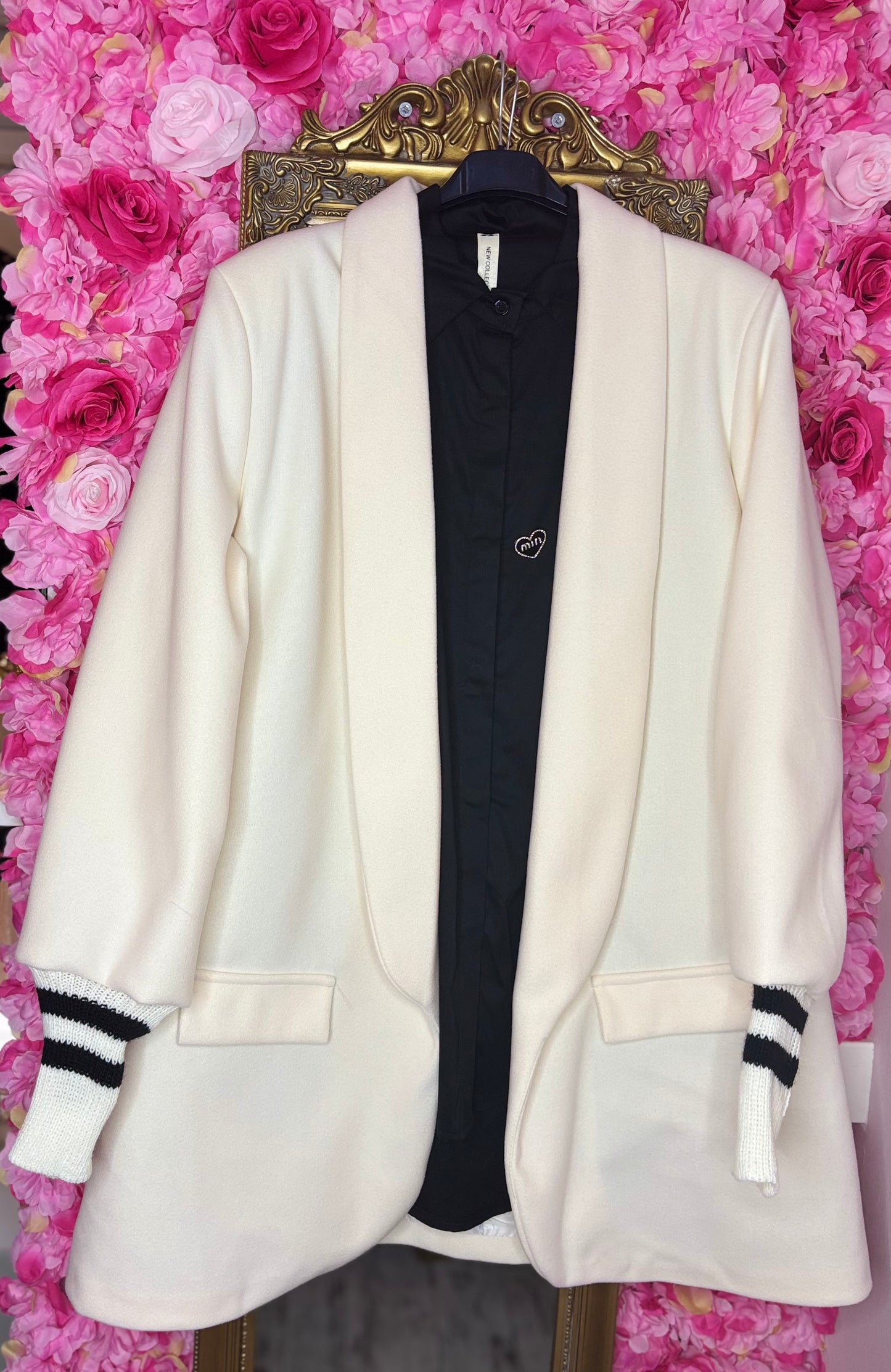 Tussenjas/Vest Baseball Chique Off Wit Plus Size Maat 44 t/m 50