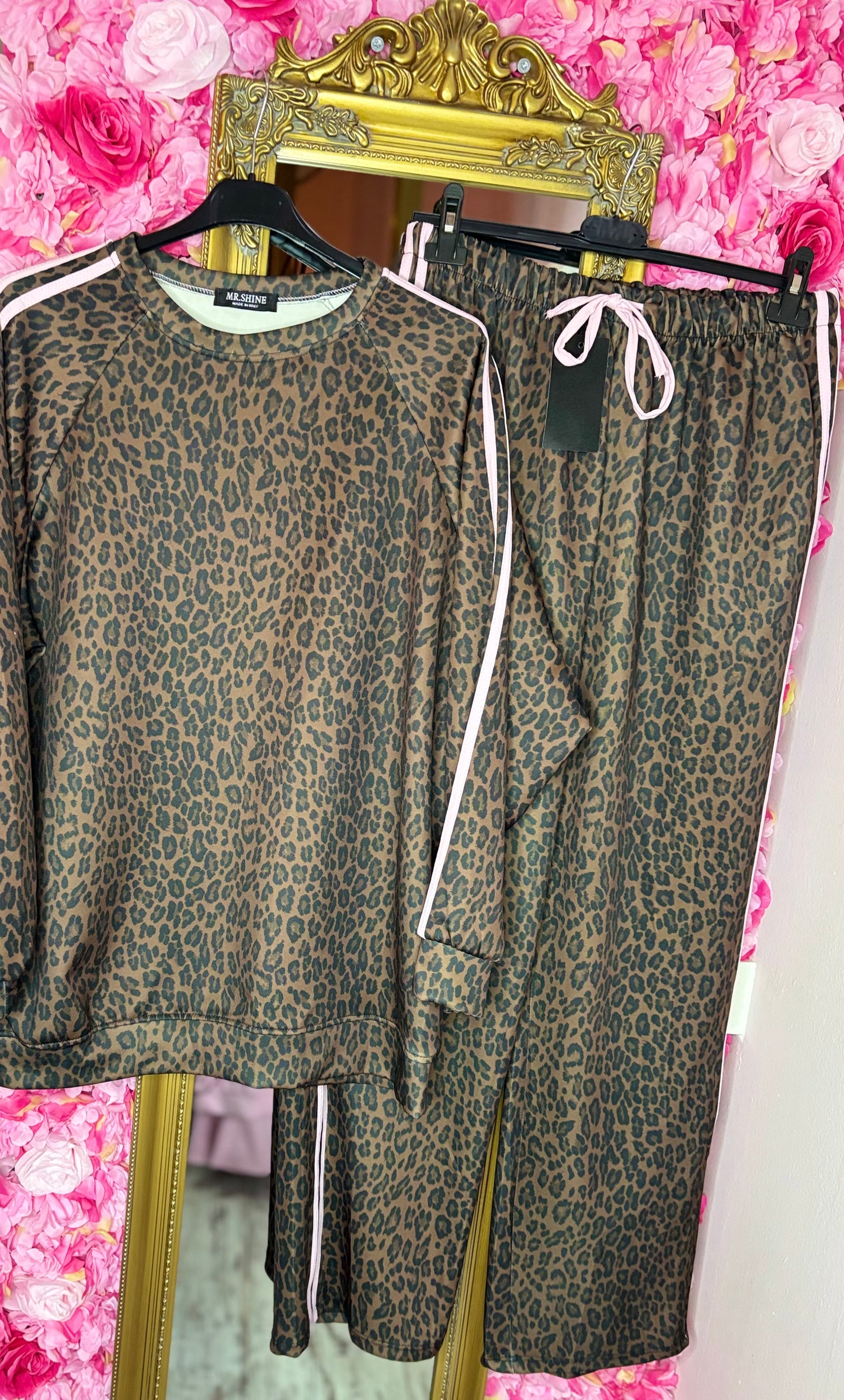 Comfy Set Panter Stripe Roze Plus Size maat 44 t/m 50