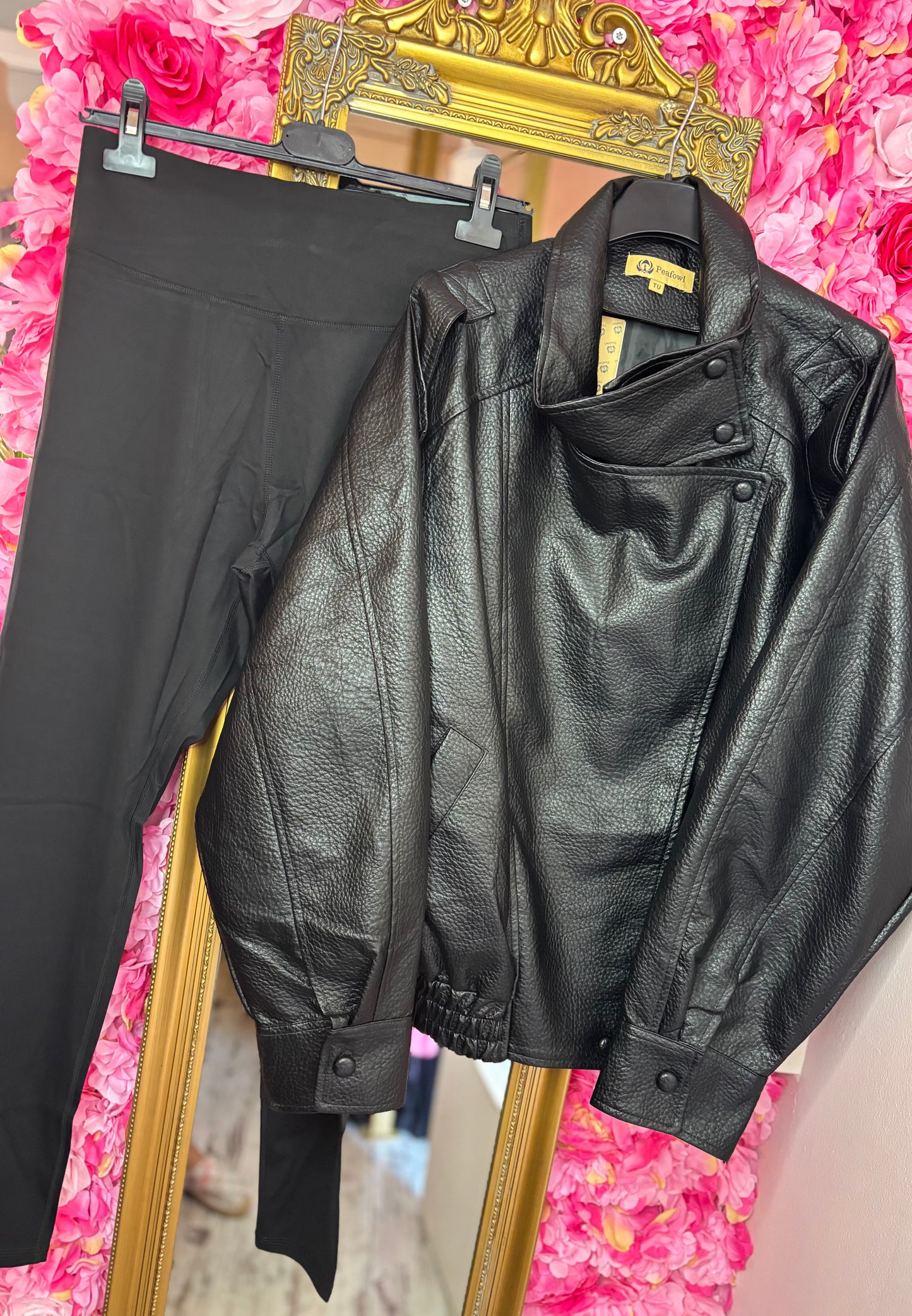 Jacket Leather Look Zwart Plus Size tot maat 48