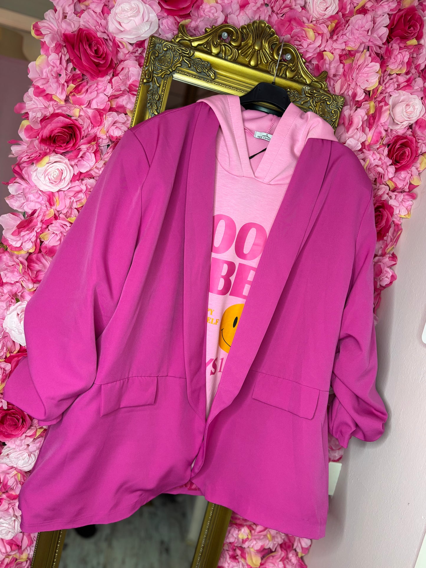 Blazer Basic Fuchsia Plus Size Maat 44 t/m 50
