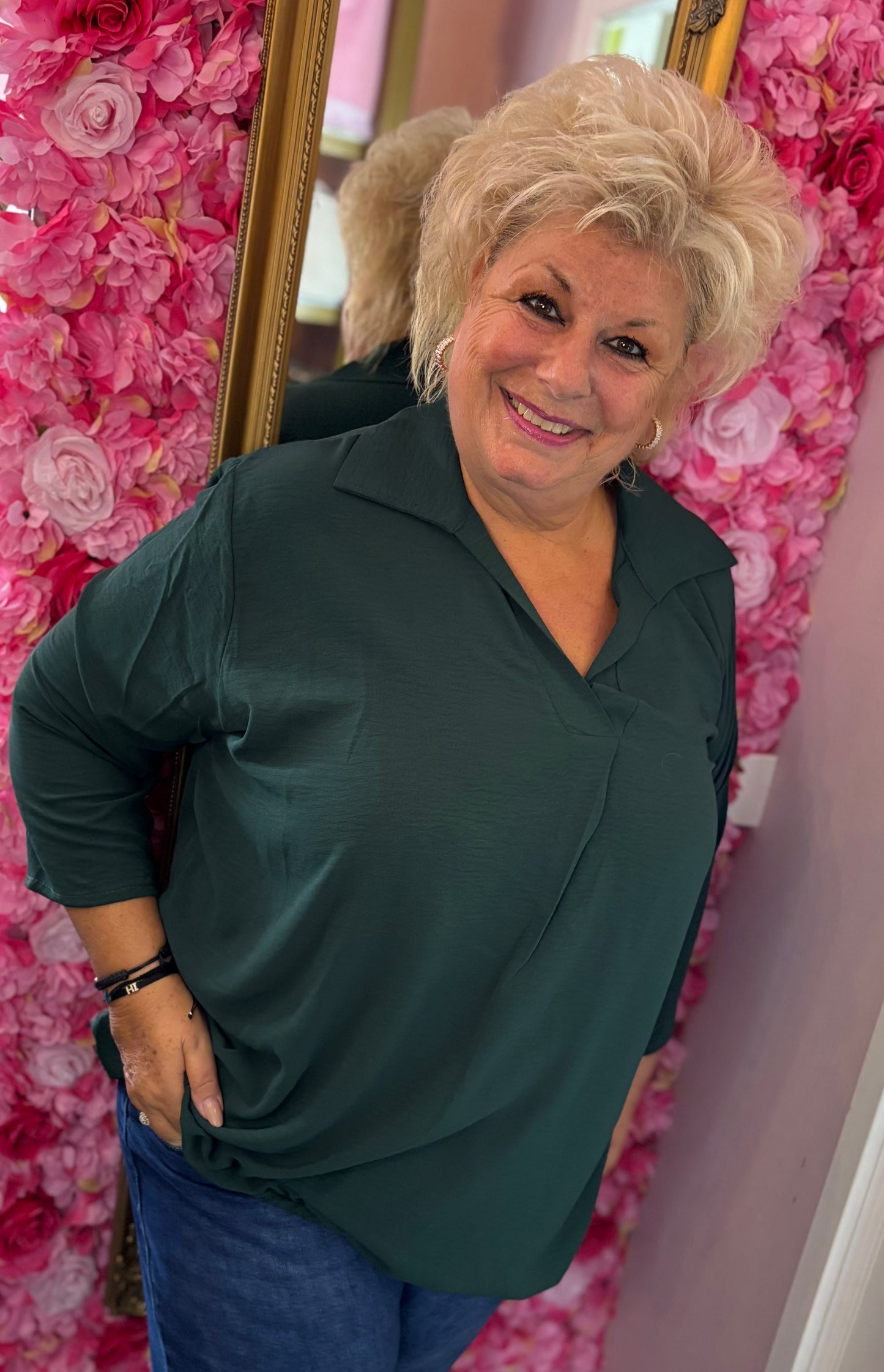 Blouse Balloon Chic Groen Plus Size maat 48 t/m 54