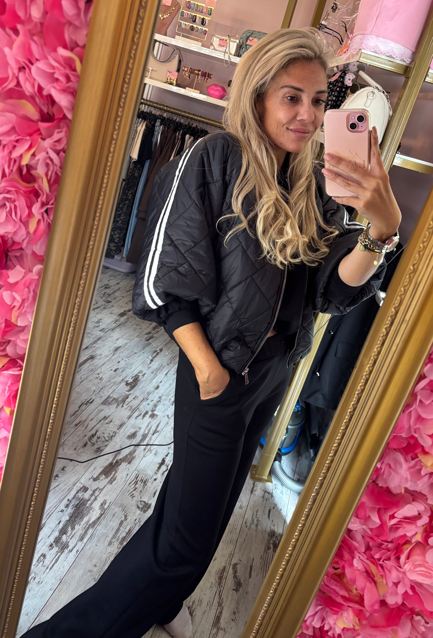 Jacket Puffy Stripe Zwart tot maat 44