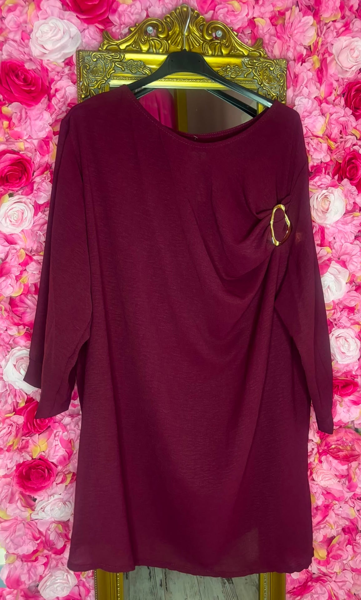 Tuniek Detail Bordeaux Plus Size Maat 48 t/m 54