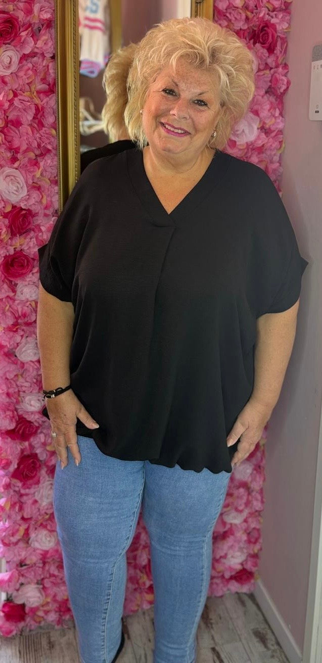 Blouse Ballon Sum Zwart Plus Size maat 48 t/m 54