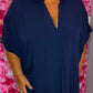 Jurk Fay Katoen Donker Blauw  Plus Size Maat 50 t/m 58