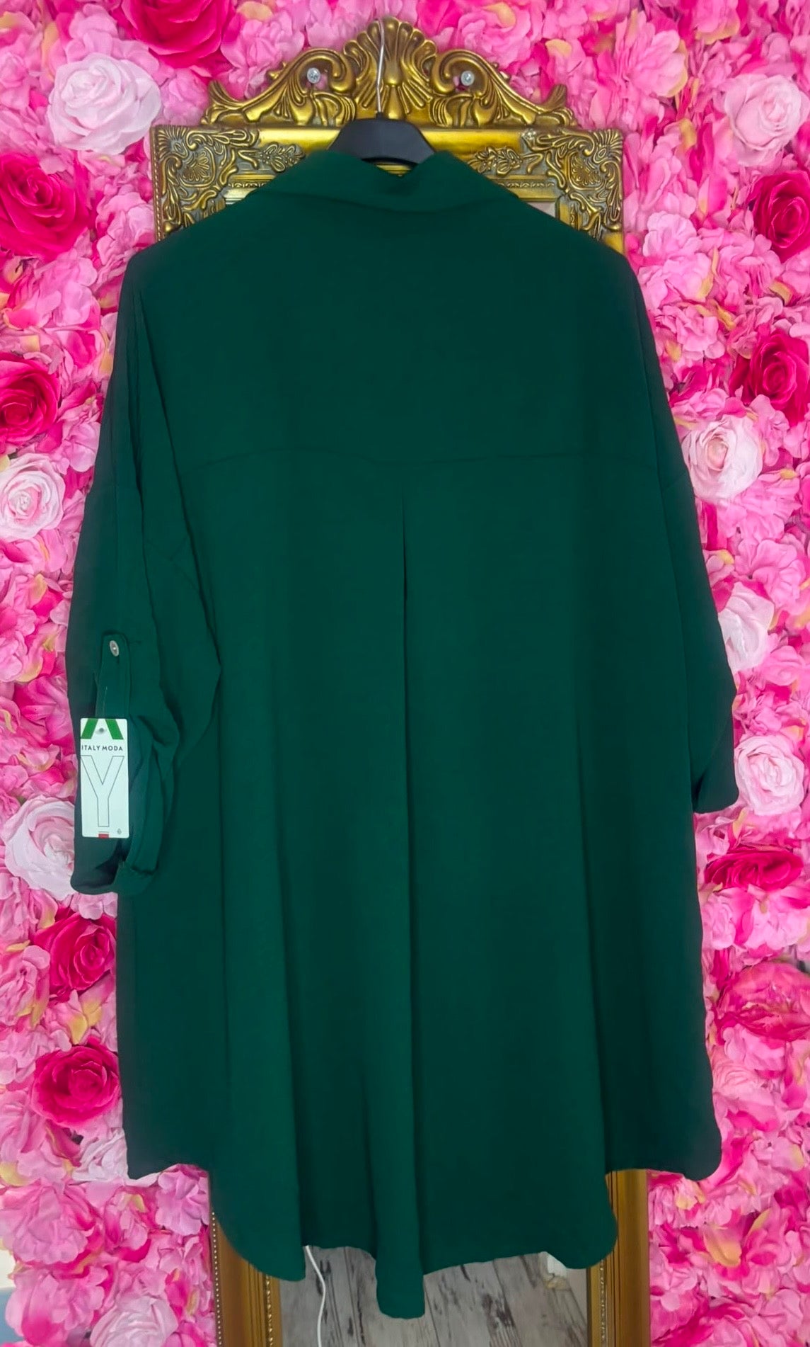 Blouse Doorknoop Groen Plus Size Maat 44 t/m 50