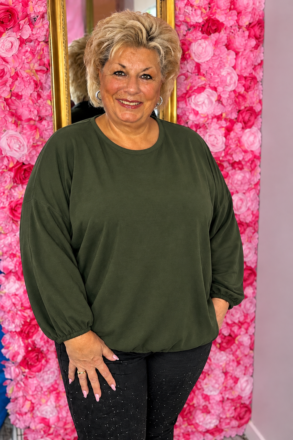 Long Sleeve Balloon Soft Leger Groen Plus Size maat 46 t/m 50