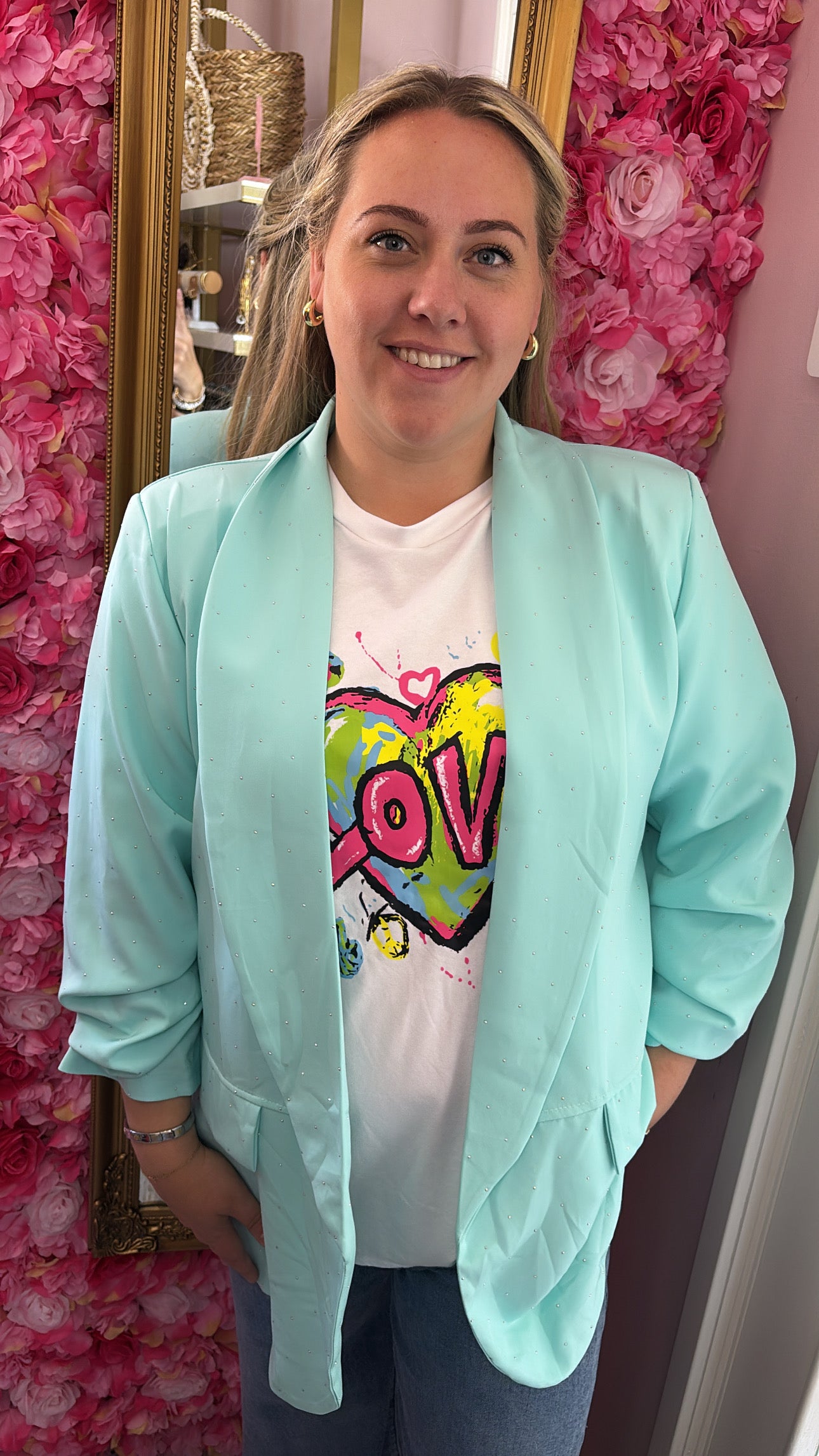 Blazer Happy Diamond Mint Plus Size Maat 44 t/m 50