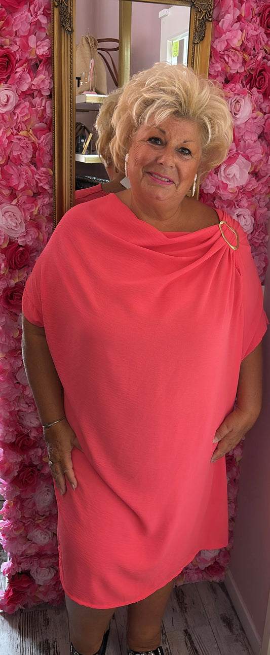 Jurk Silvie Koraal Plus Size 50 t/m 56-58