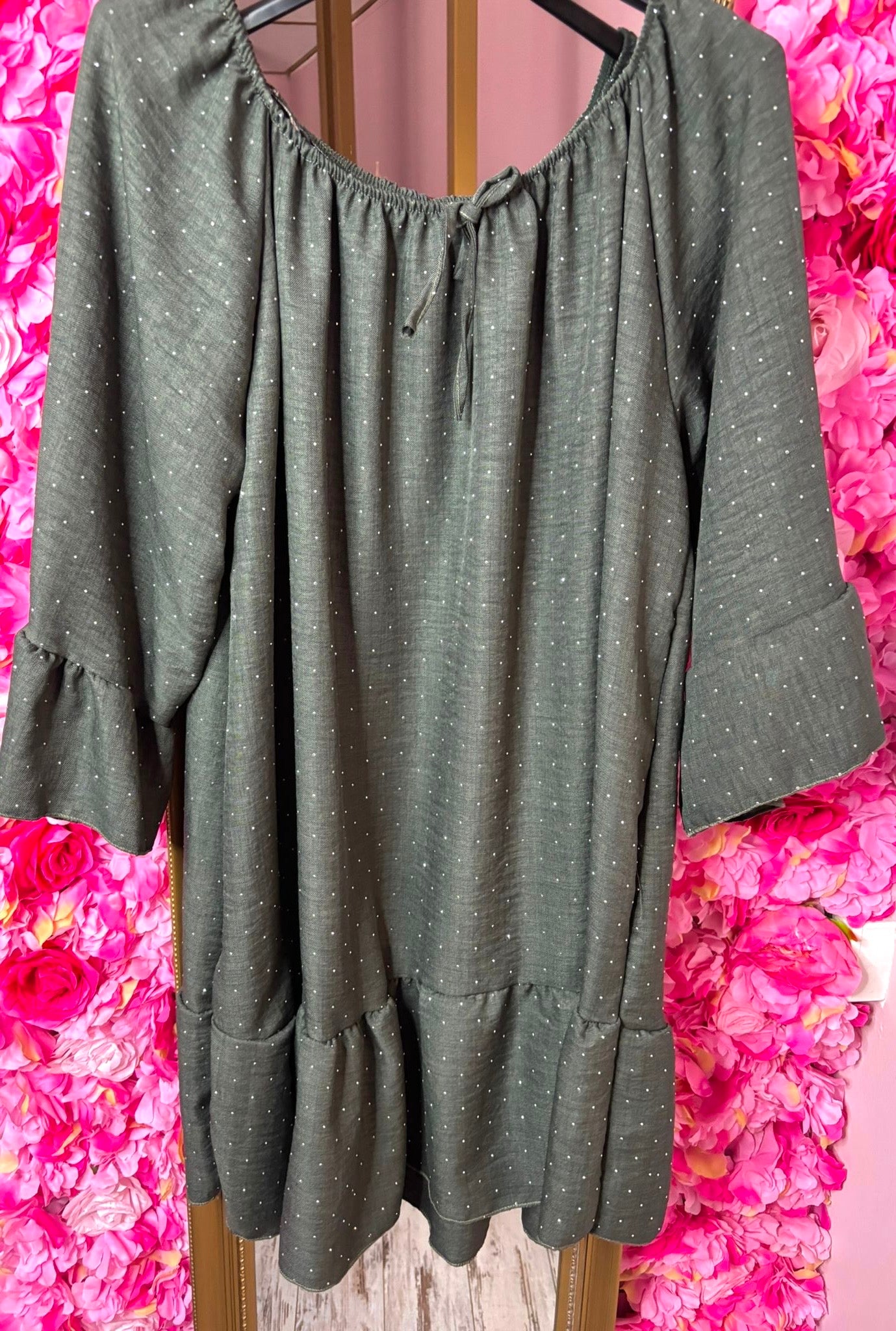Tuniek Glamour Leger Groen Plus Size maat 46 t/m 54
