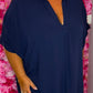 Jurk Fay Katoen Donker Blauw  Plus Size Maat 50 t/m 58
