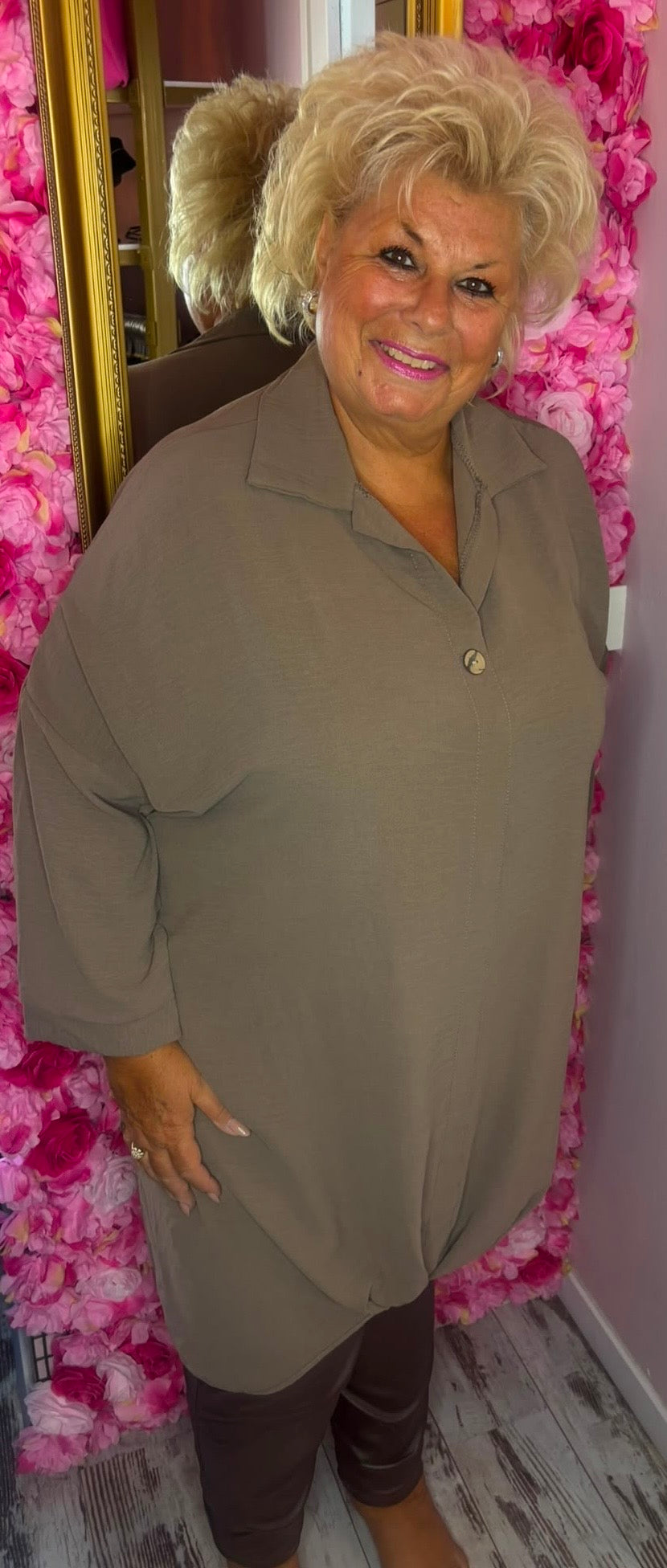 Tuniek Chloe Taupe Plus Size Maat 48 t/m 54