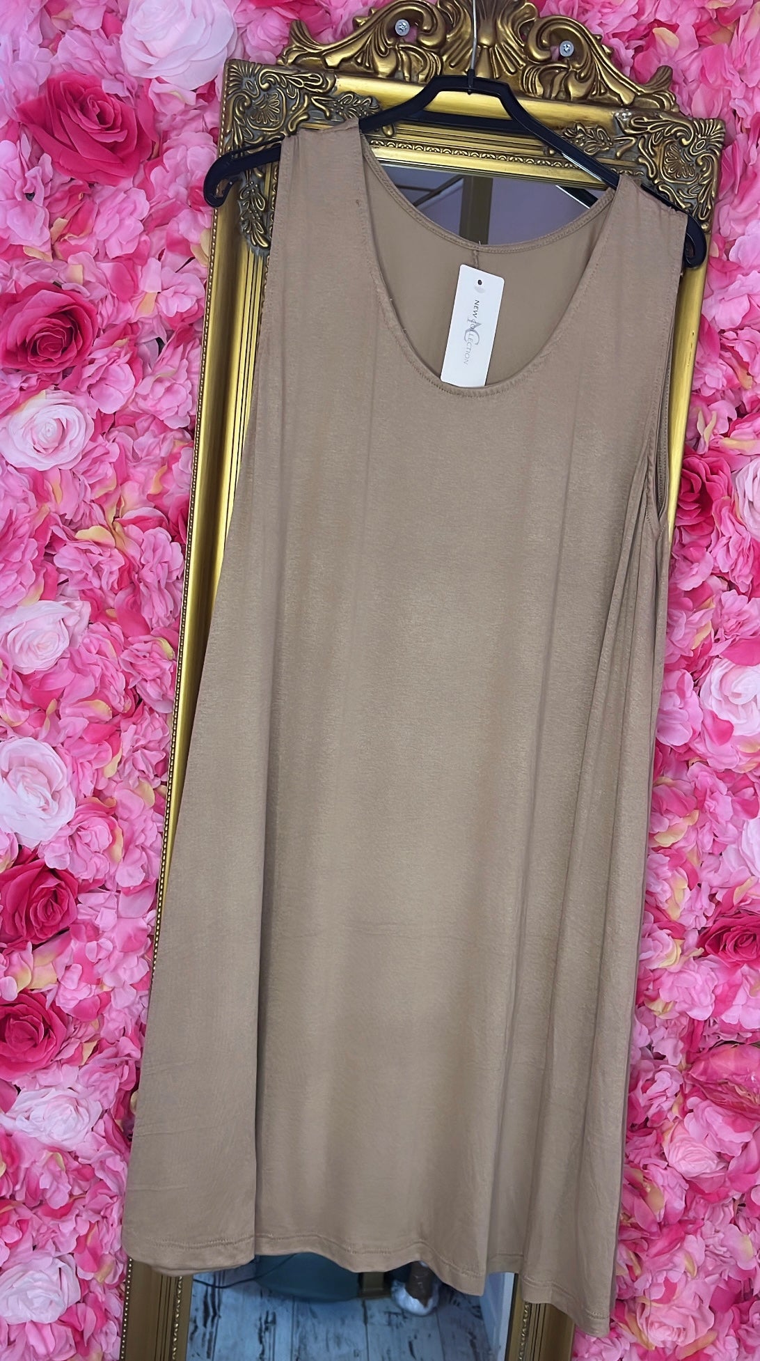 Top Basic Lang Beige Plus Size Maat 46 t/m 54