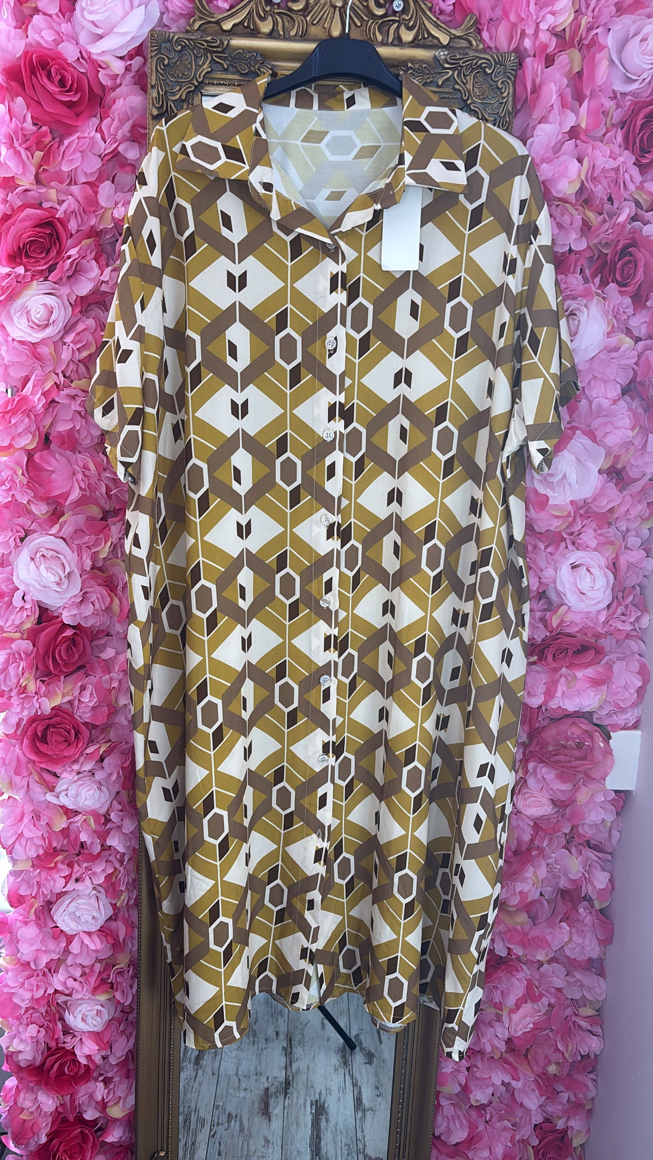 Jurk Sam Viscose Okergeel Plus Size Maat 44 t/m 50-52