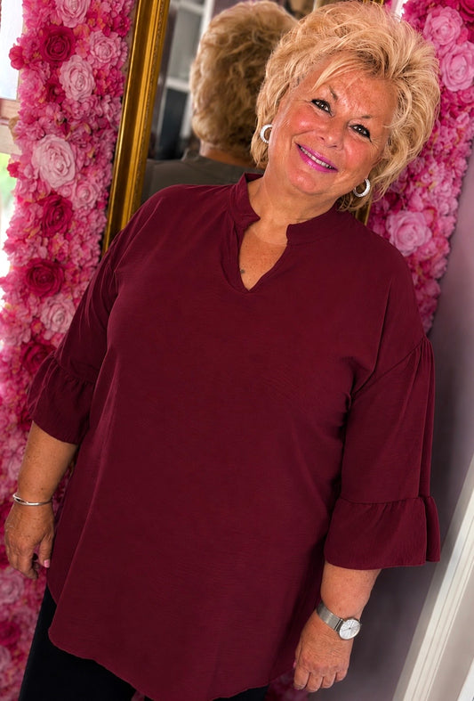 Blouse Mia Bordeaux Plus Size maat 48 t/m 54-56
