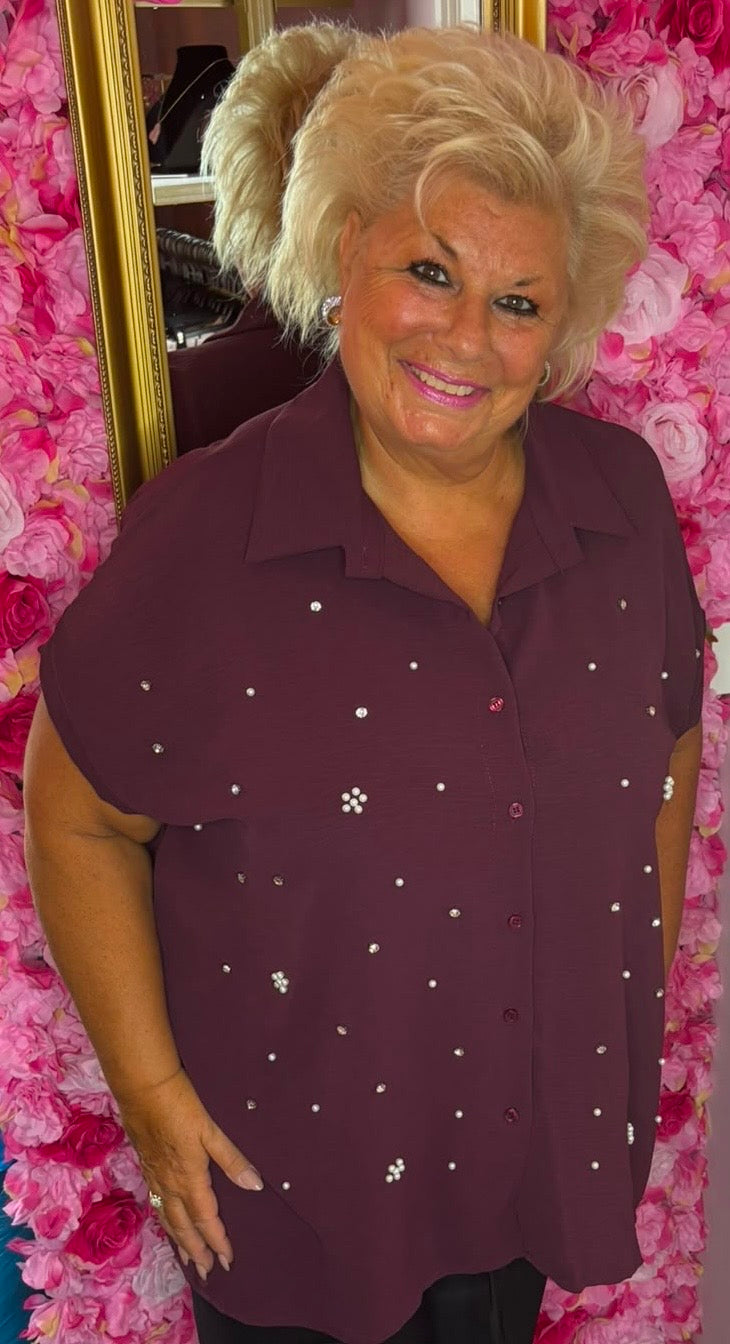 Blouse Parel Bordeaux Plus Size Maat 48 t/m 54