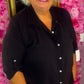 Blouse Doorknoop Zwart Plus Size Maat 44 t/m 50