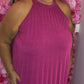Lange Jurk Plisse Shine Fuchsia Plus Size 44 t/m 52-54