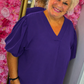 Blouse Pof Mouw Paars Plus Size maat 48 t/m 54